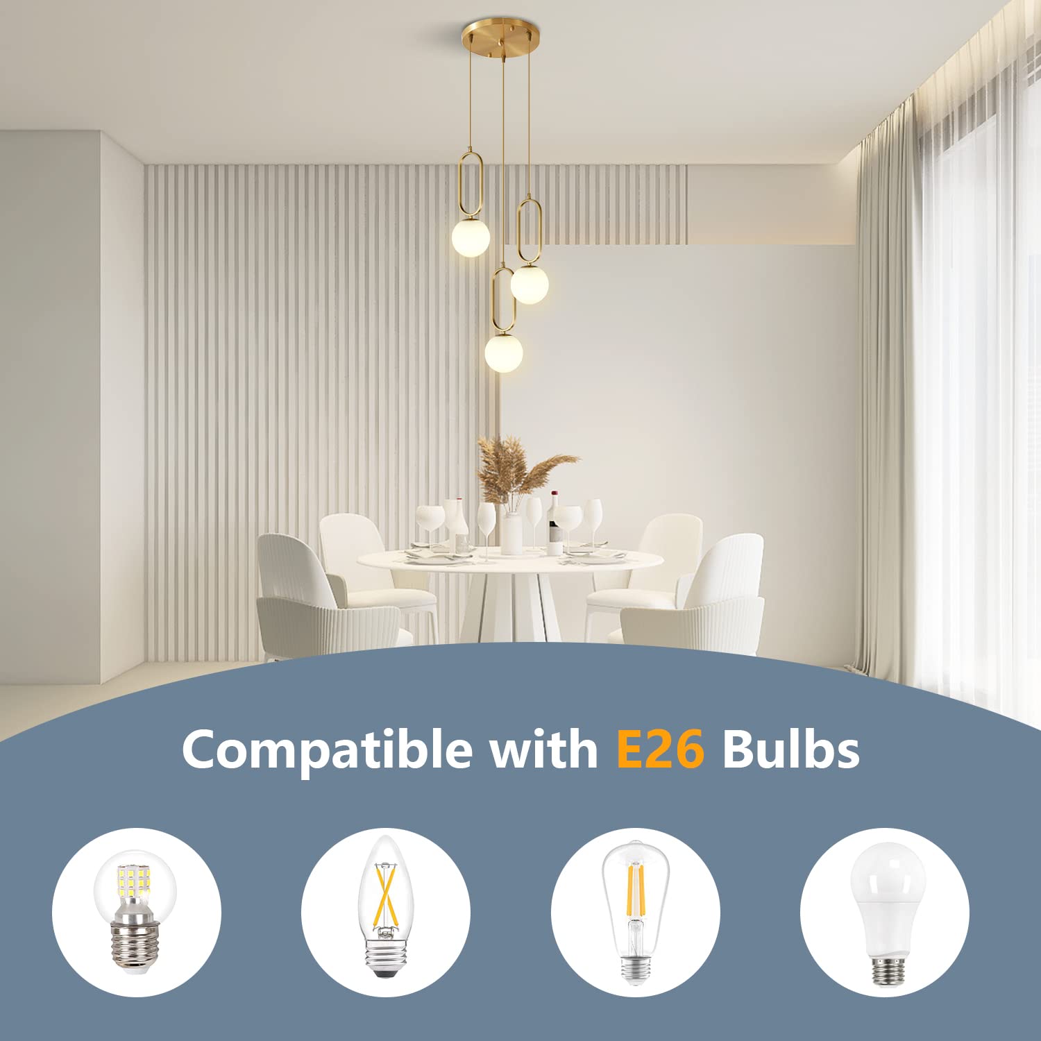 3-Light White Globe Glass Pendant Light Brass Ceiling lamp Modern Golden Glass Ball Chandelier with Frosted Milky White Glass Ceiling lamp