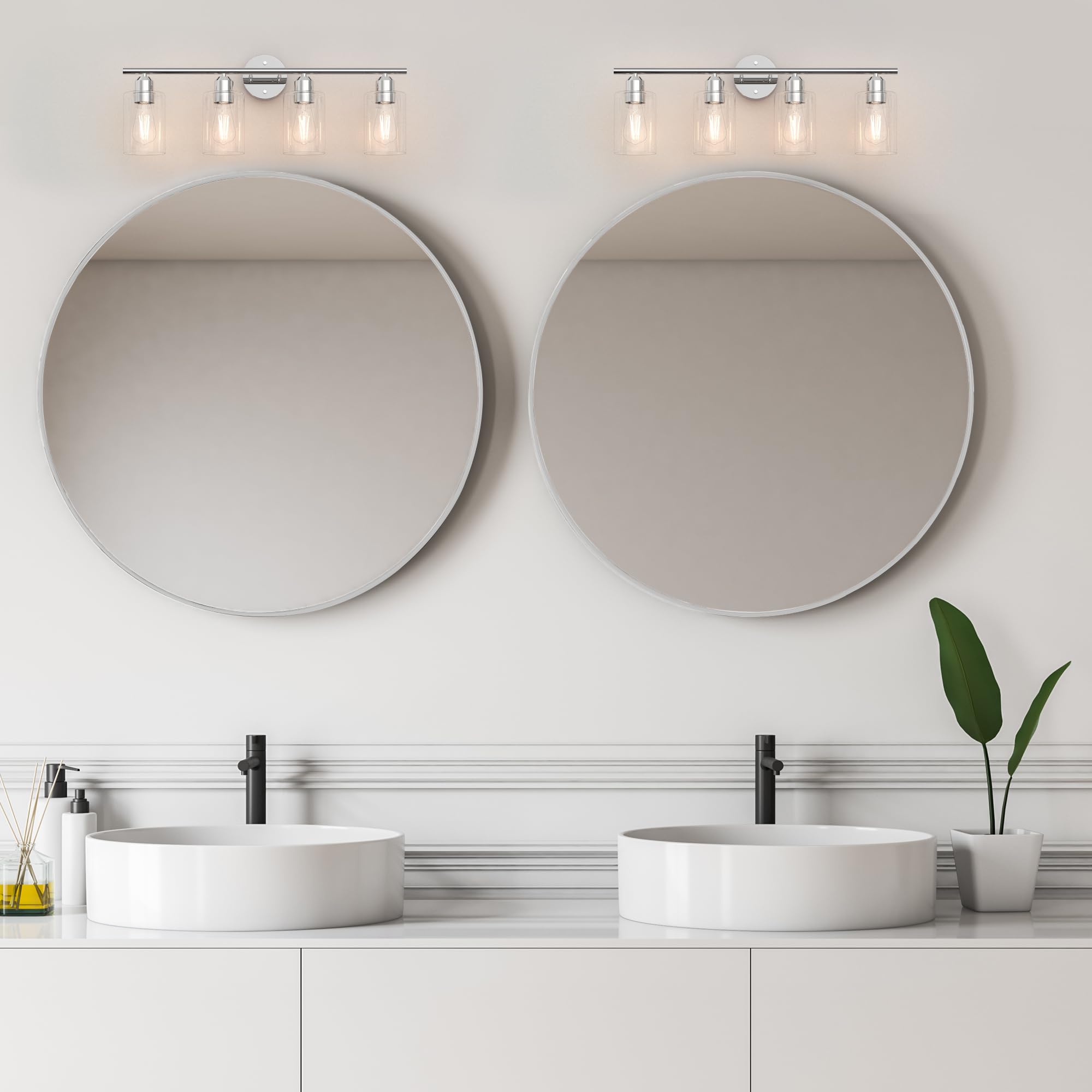 Bathroom Vanity Light Fixtures Matte Black Bathroom Lighting Fixture, 3 Lights Bathroom Light Fixture Over Mirror, Modern Black Vanity Light, UL Certified Wall Sconces with Glass Shades