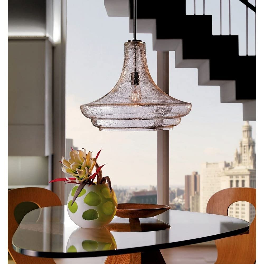 19.75" Kitchen Bell Pendant in Olde Bronze®, 1-Light Clear Glass Pendant Light, (19.75" H x 13.75" W), 42046OZ