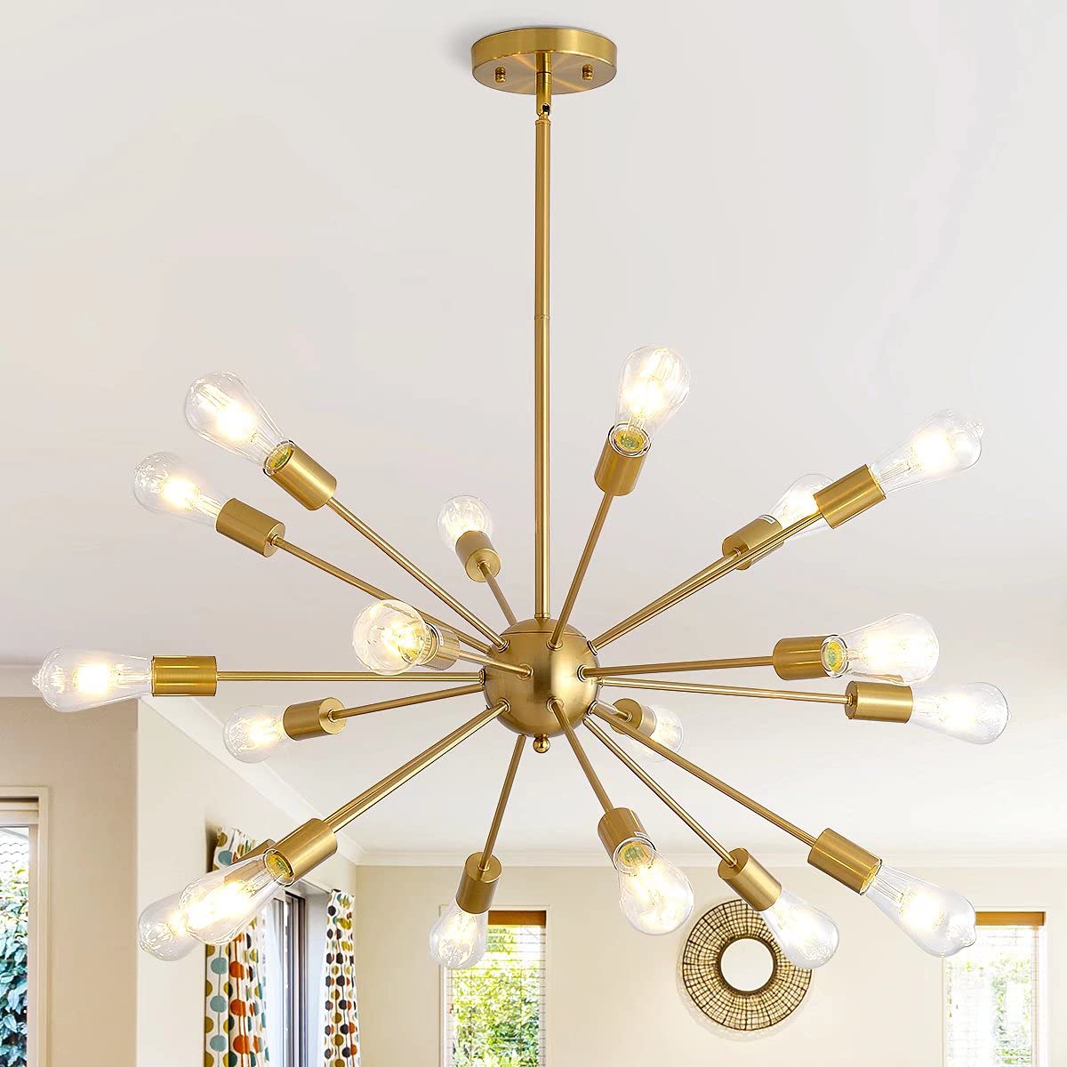 Sputnik Chandeliers 18-Light, Large Modern Mid Century Ceiling Light, Adjustable Anti-Rust Light Fixture, Gold Luxury Chandelier Shades for Dining Room Hallway Foyer Bedroom and Living Room