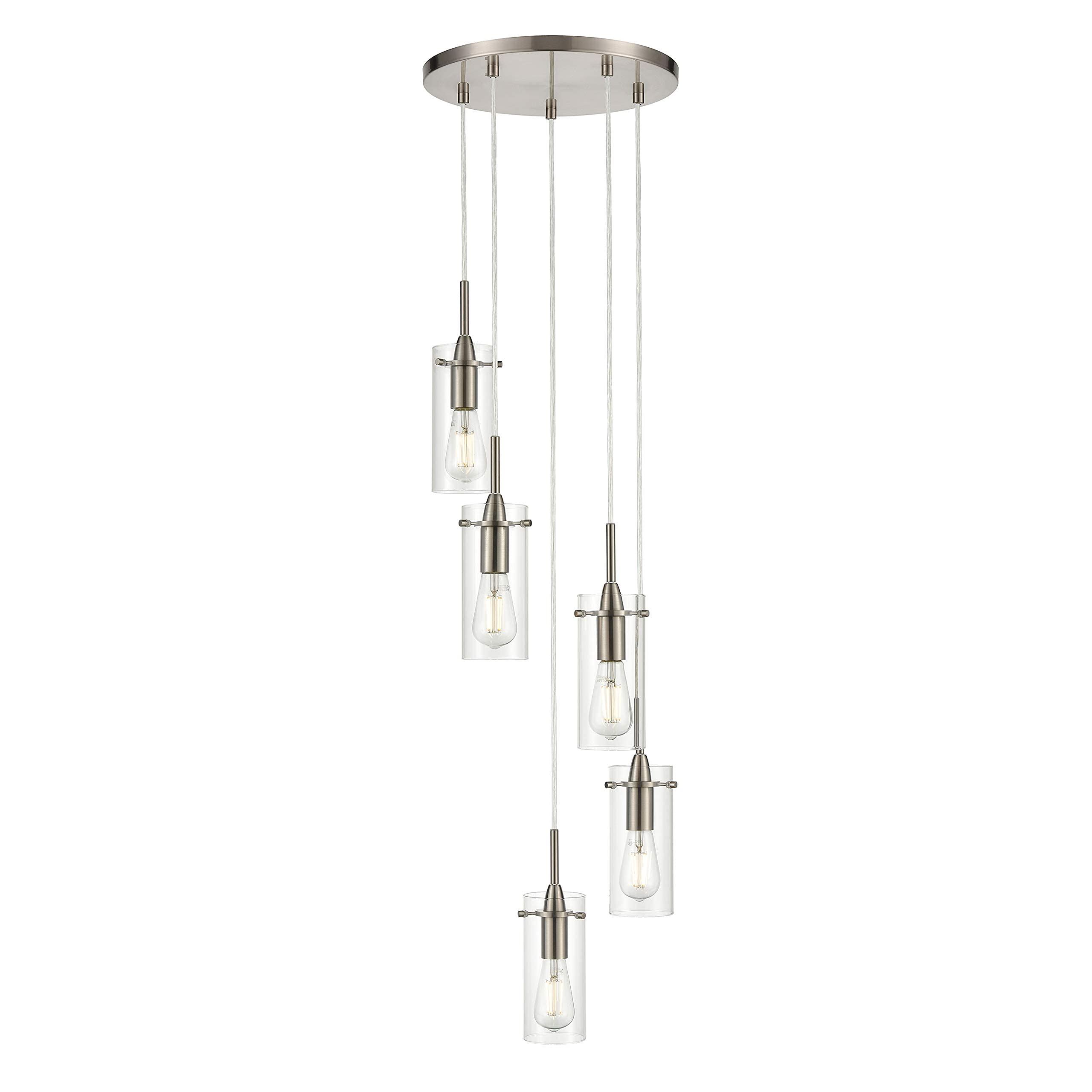 Linea di Liara Effimero 3-Light Cluster Pendant Lights Stairwell Lighting Small Chandelier Black Modern Chandelier Light Fixture Foyer Chandeliers Entryway High Ceiling Staircase Lights