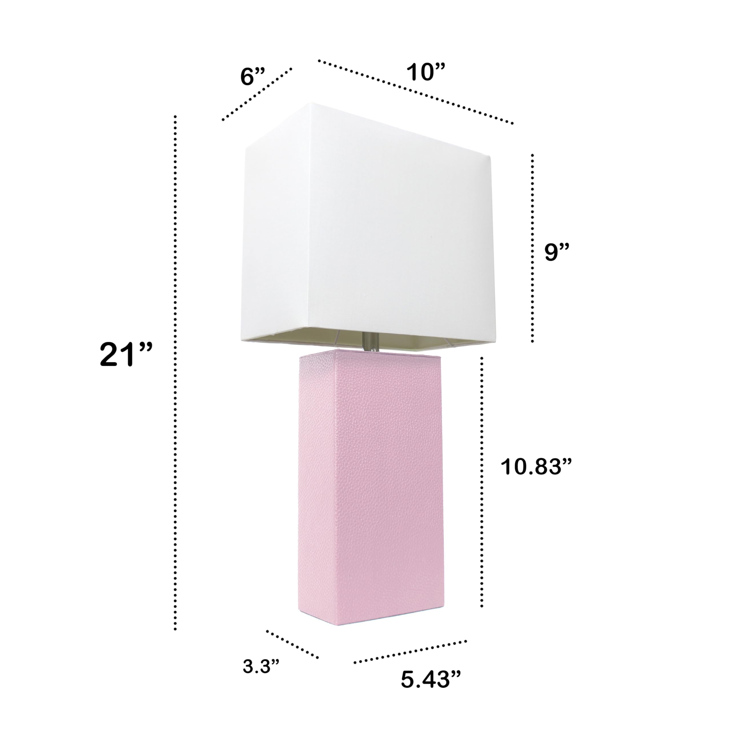 Modern Leather Table Lamp with White Fabric Shade, Gray (Pack of 1)