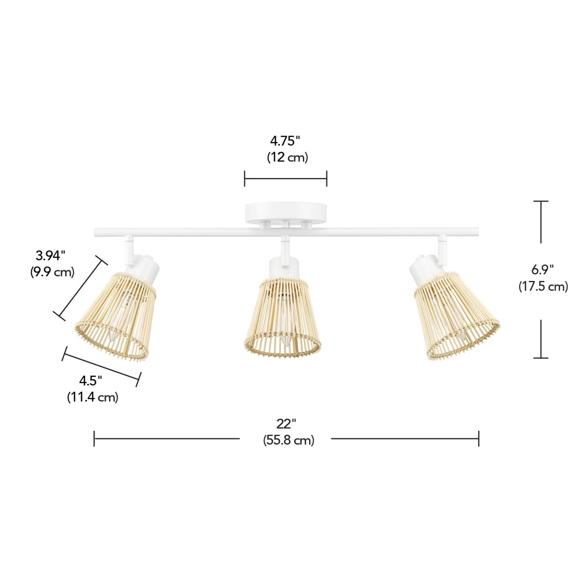 3-Light Track Lighting, Brushed Nickel, Clear Glass Shades, Silver, Bulb Not Included