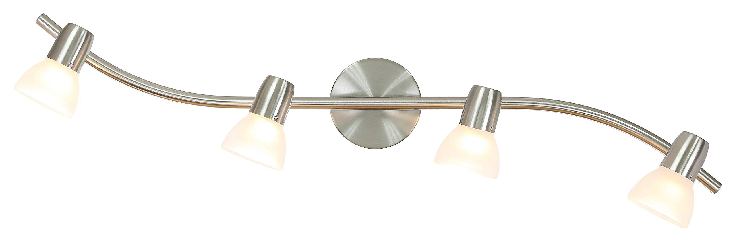 Track Light, 4 Light Kitchen Track Lighting, Modern S-Shaped Ceiling Track Light Bar Brushed Nickel Finish XB-TR1223-4-BN