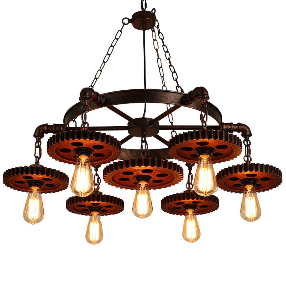 Farm House Chandelier, 7-Heads Rustic Industrial Pendant Light for Restaurant,Bar,Coffee Room