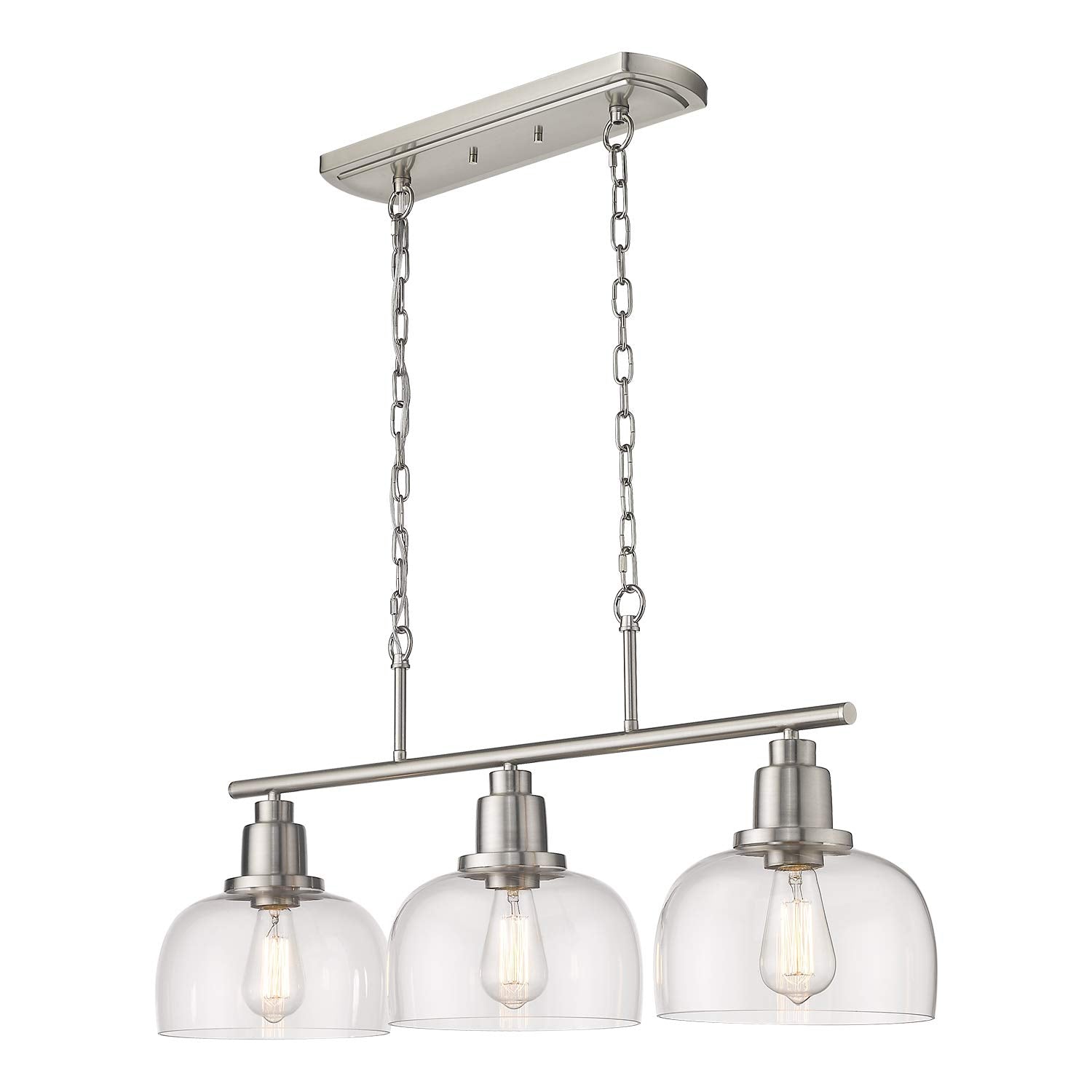 EAPUDUN 3-Light Kitchen Island Light, 35.4" Farmhouse Chandelier for Dining Room Pool Table Pendant Light, Oil Rubbed Bronze with Seeded Bubble Glass, PDA1125-ORB