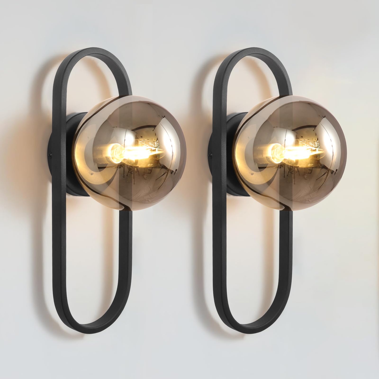 Wall Sconces Set of Two Gold Wall Lamp Sconces Wall Lighting with White Globe Glass Shade Wall Lights Sconces Wall Decor Set of 2 Wall Lights for Living Room Wall Lamps for Bedrooms Set of 2