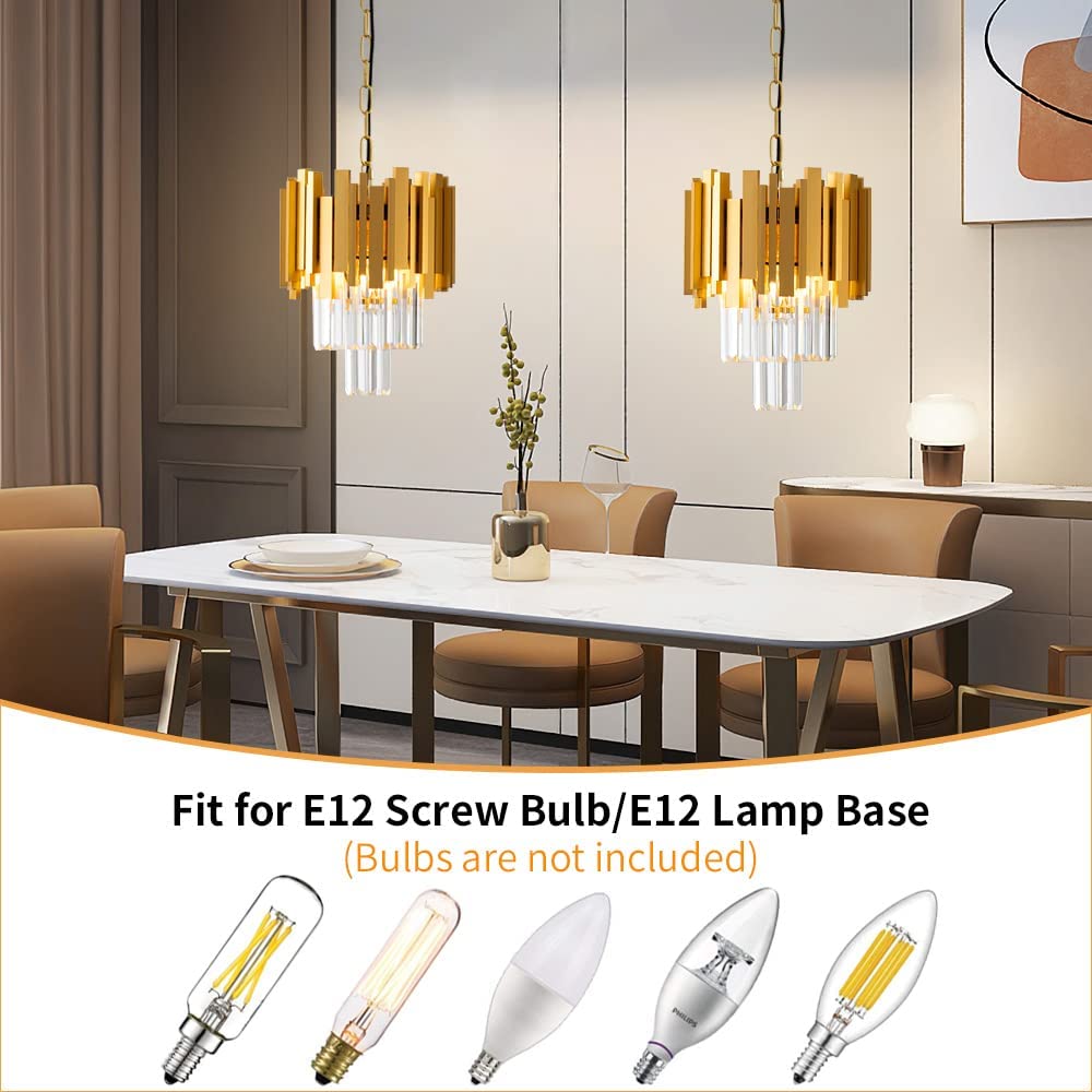 Modern Crystal Gold Pendant Light Fixtures for Kitchen Island Luxury Gold Chandelier Perfect for Dining Room, Bedroom, Kitchen, Living Room