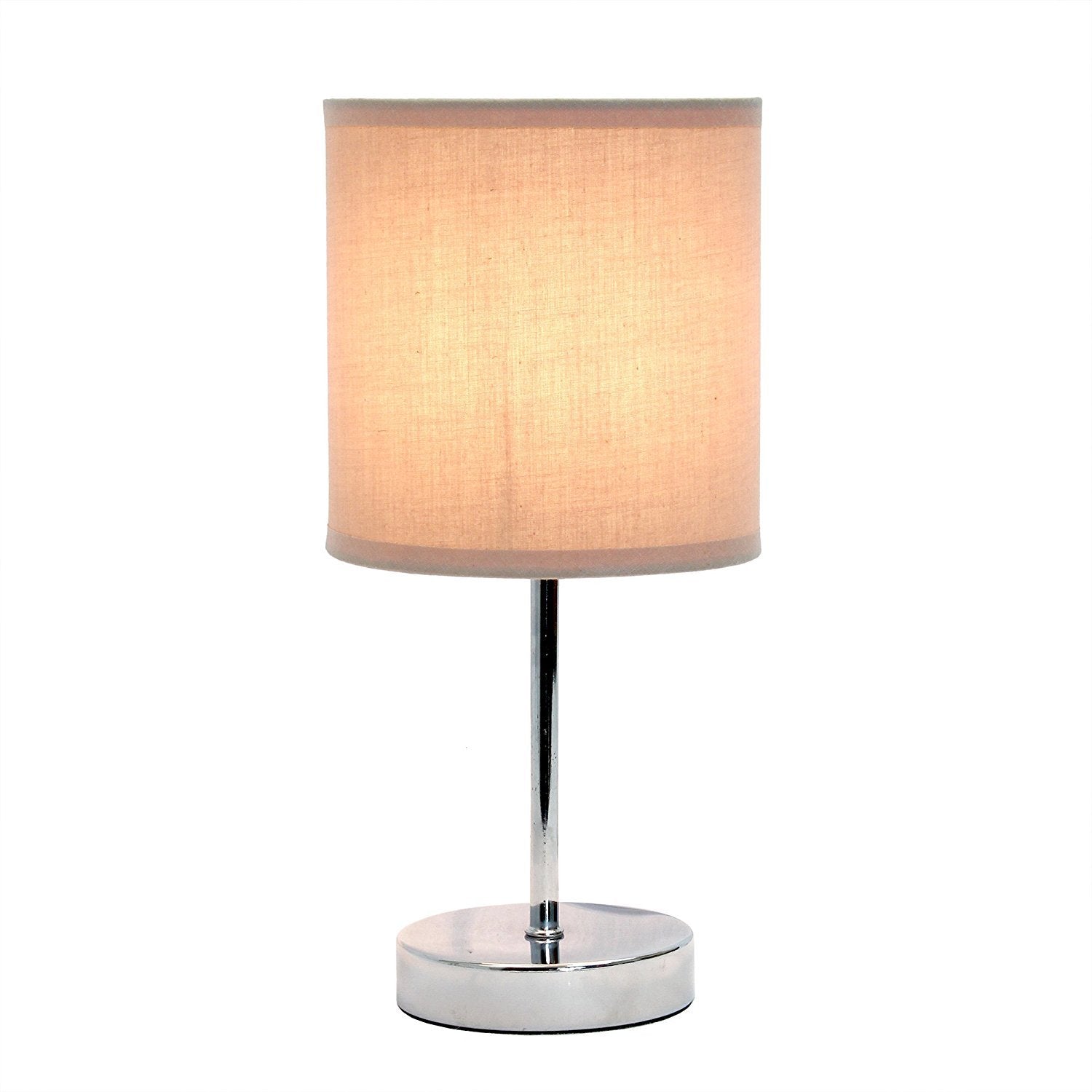 Chrome Mini Basic Table Lamp with Fabric Shade, White