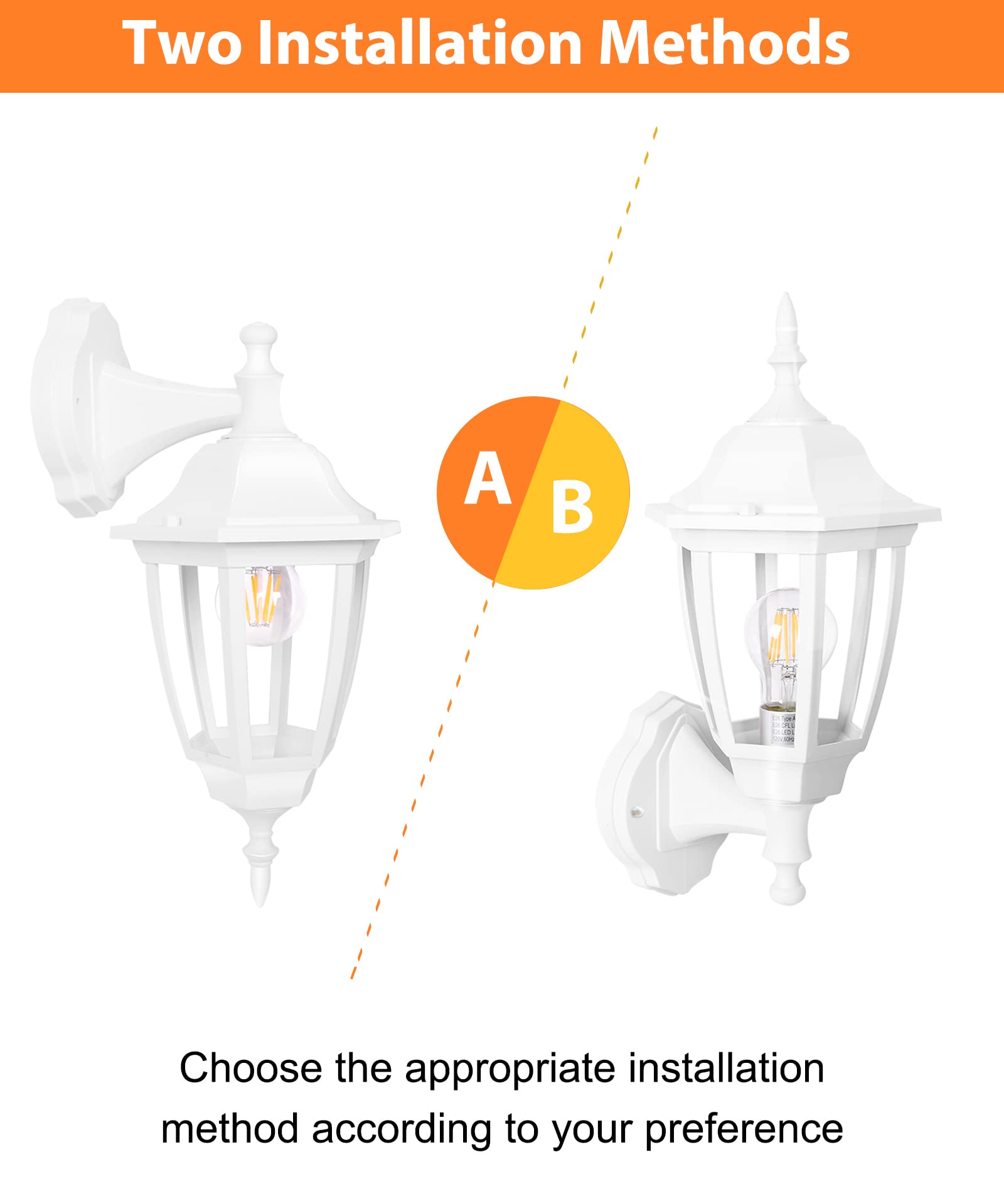 Outdoor Wall Lantern, Exterior Waterproof Wall Sconce Light Fixture, White Front Porch Light Wall Mount for Garage, Patio, Yard, FDS2542EW (Bulb Included)