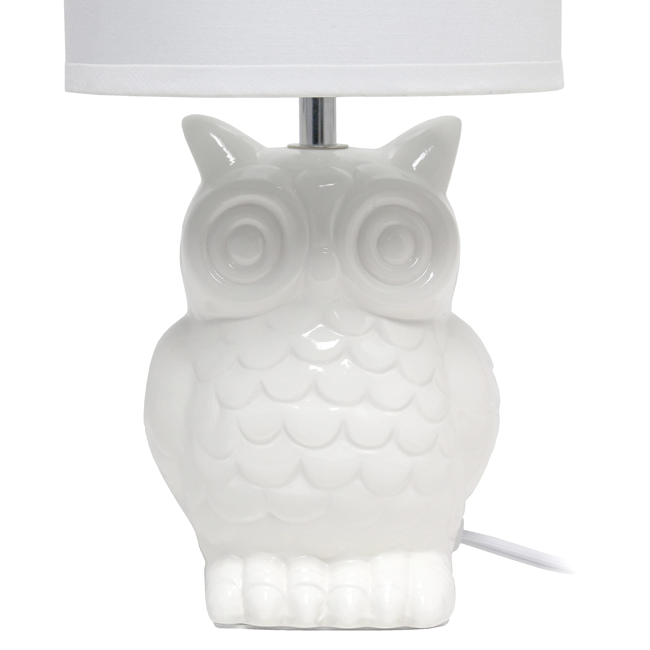 12.8" Tall Contemporary Ceramic Owl Bedside Table Desk Lamp w Matching Fabric Shade for Decor, Bedroom, Nightstand, Living Room, Entryway, Kids' Room, Nursery, Sage Green