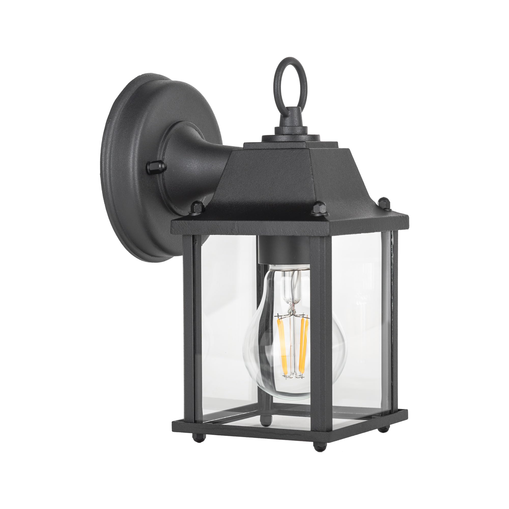 Outdoor Wall Lantern, Wall Sconce as Porch Lighting Fixture, E26 Base 60W Max., Aluminum Housing Plus Glass, Water-Proof and Outdoor Rated, ETL Qualified, 2-Pack, White