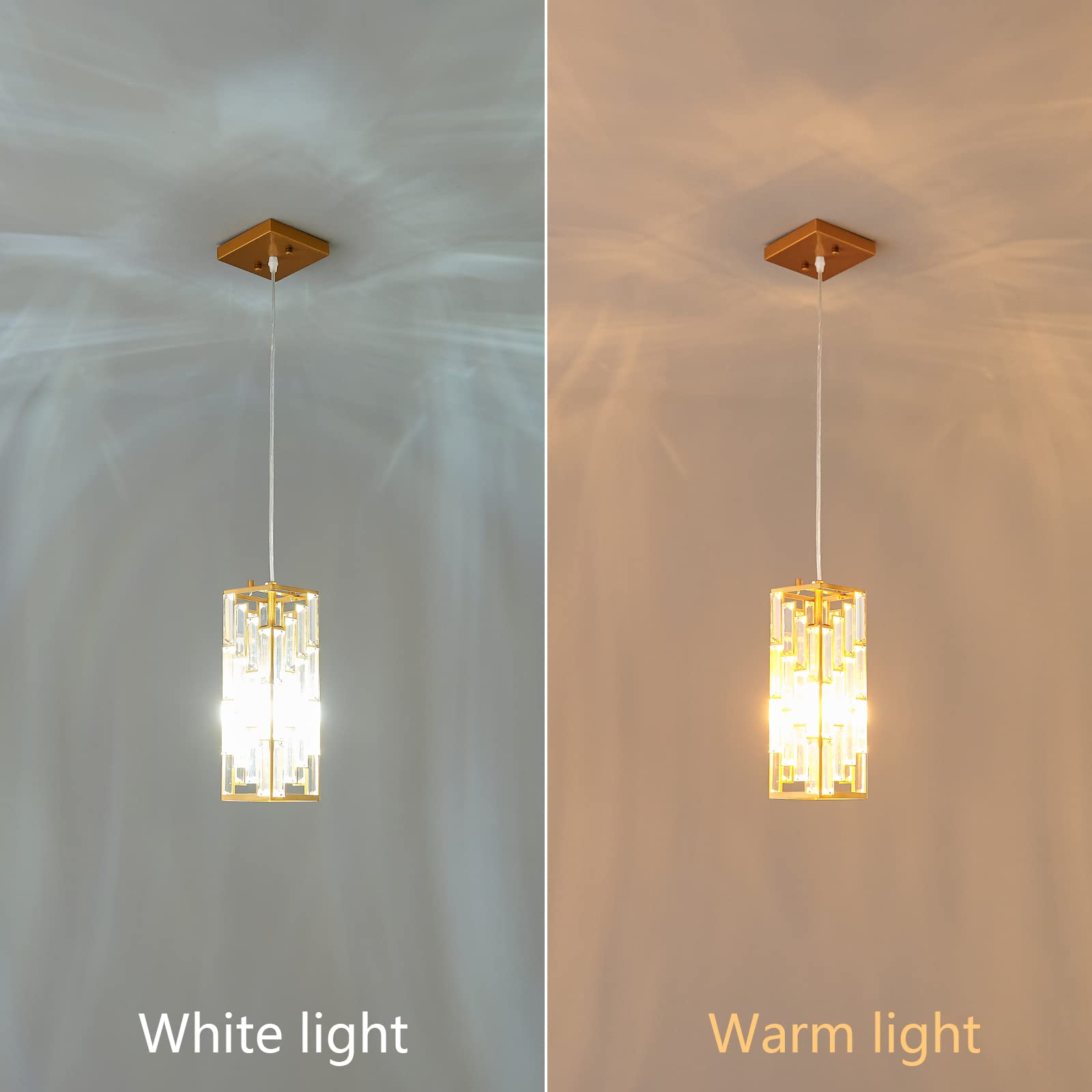 Gold Pendant Lighting Modern Pendant Light, Mini Crystal Chandeliers,Adjustable Pendant Light Fixture for Kitchen Island Dinning Room Bedroom (3 Pack)