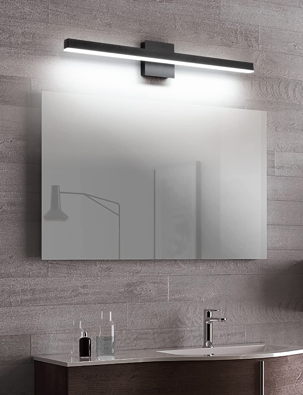 Joossnwell LED Bathroom Vanity Lighting Fixture Modern Bath Light Bar 15.75inch Black Wall Sconce 12W 4000K