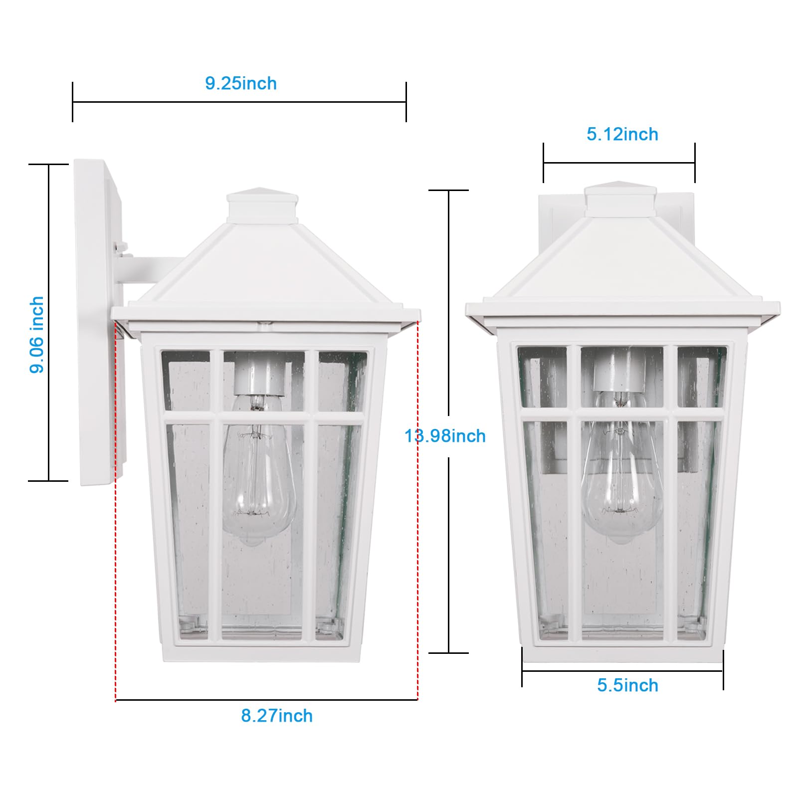 Darkaway Outdoor Sconce Lights Wall Light Fixtures, Front Porch Light Outdoor Wall Anti-Rust Waterproof Aluminum with Glass Exterior Light Fixture for Patio, Yard, Doorway, Garage(2 Pack, Black)