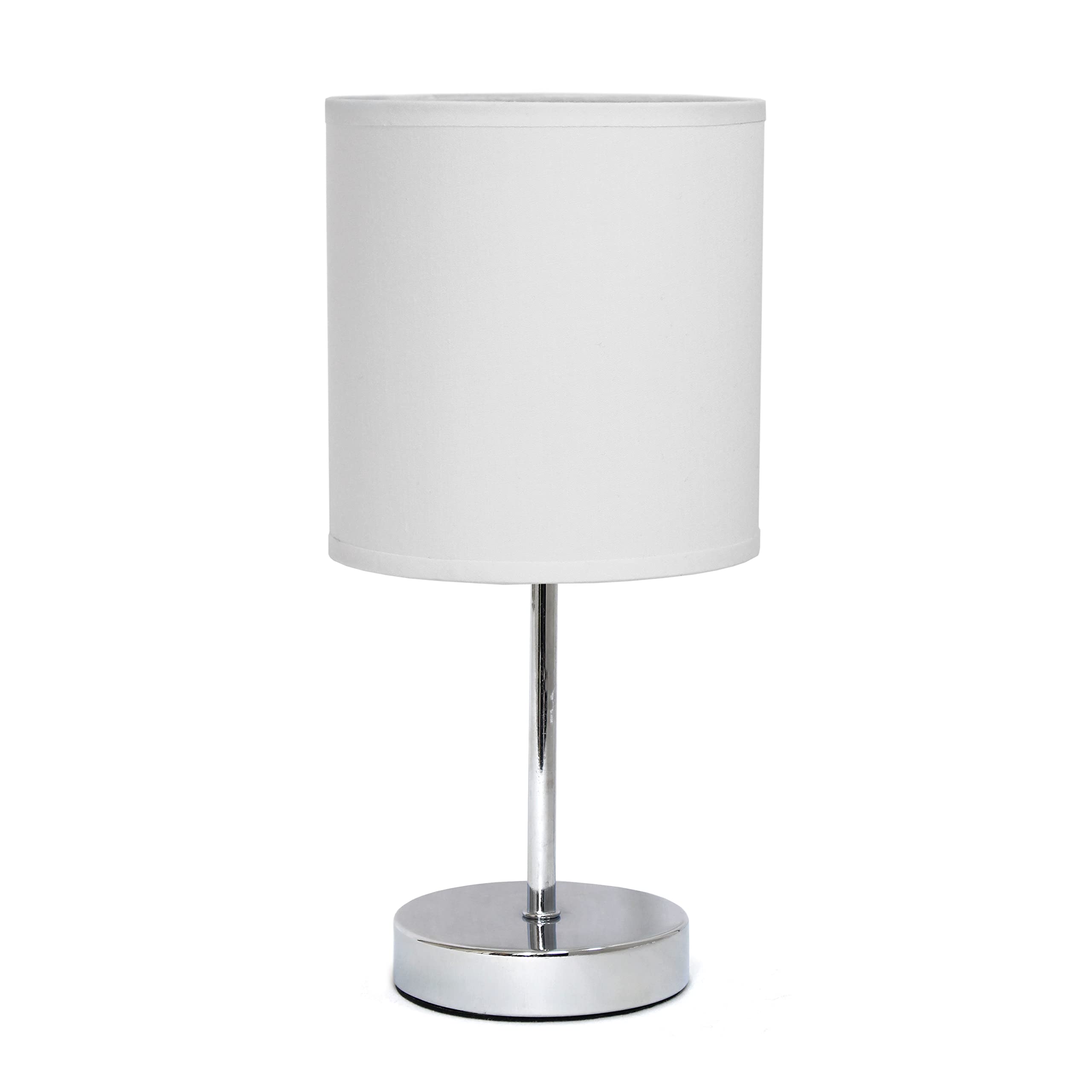 Chrome Mini Basic Table Lamp with Fabric Shade, White