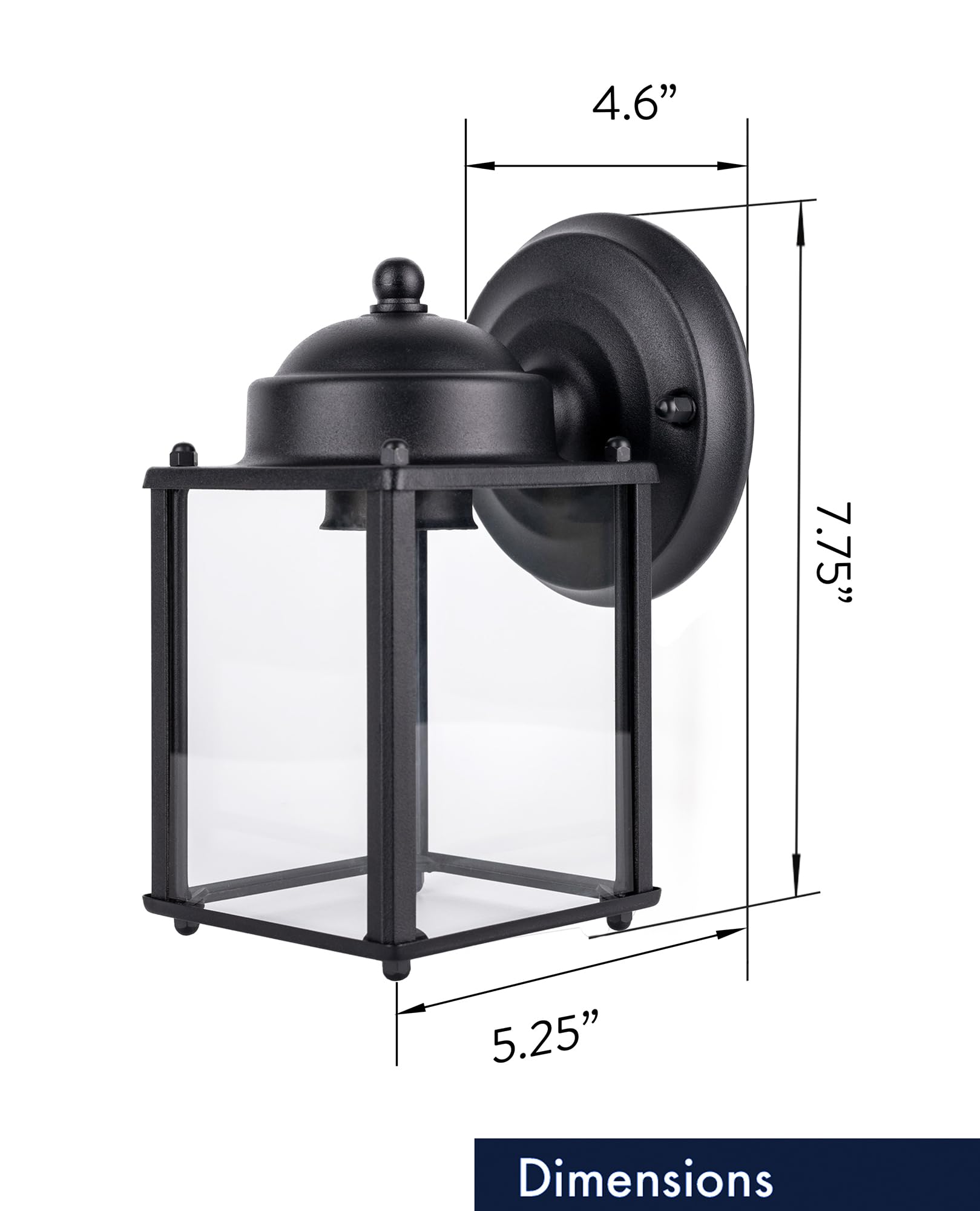 Outdoor LED Square Coach Light for Porch, Patio, Deck, Barn, Wet Location, Built in LED Gives 60W of Light from 9.5W of Power, 800 Lumens, 3K, Durable Nickel Finish & Clear Glass