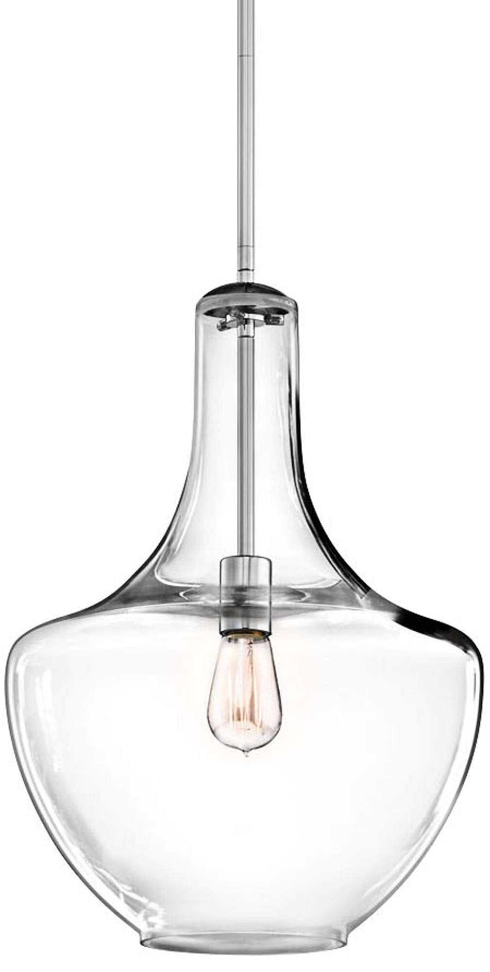 19.75" Kitchen Bell Pendant in Olde Bronze®, 1-Light Clear Glass Pendant Light, (19.75" H x 13.75" W), 42046OZ