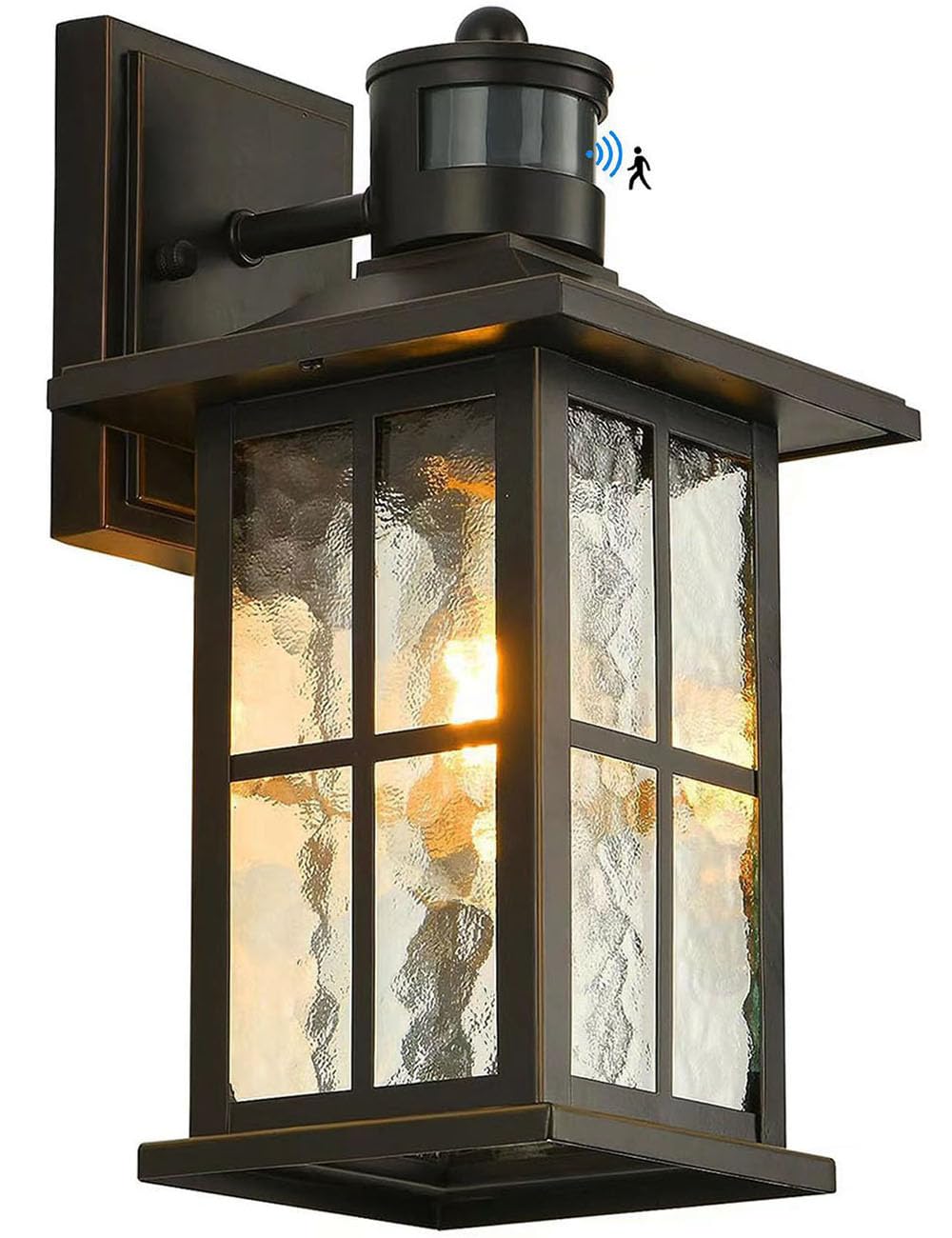 Motion Sensor Outdoor Wall Lantern Dusk to Dawn Exterior Porch Light Fixture Brown Outside Garage Sconce Lighting Waterproof Farmhouse Wall Mount Carriage Lamp for House Patio Doorway