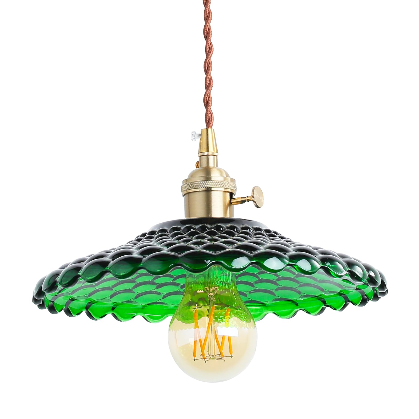 Glass Pendant Light Vintage Light Fixtures, Glass Pendant Lights Kitchen Island, Gold Pendant Light, Modern Chandelier Pendant Shade Green Light Fixture for Bedroom Hotel Dining Room