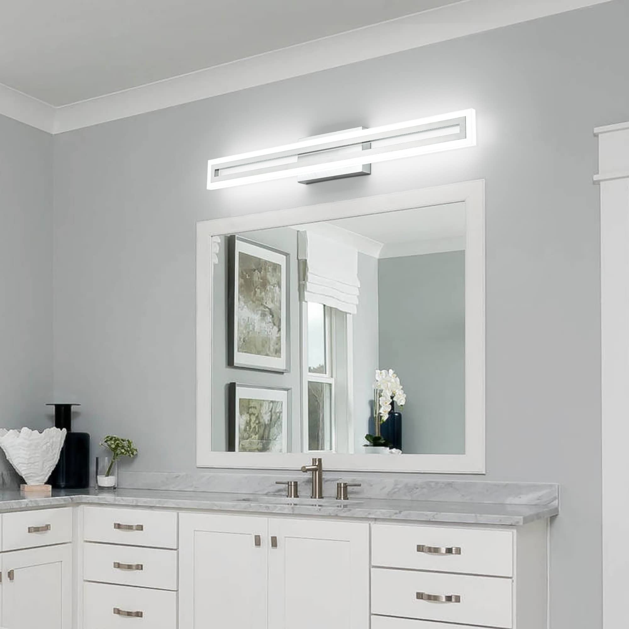 LED Vanity Light Bathroom Vanity Light,31.8 Inch Bathroom Lights Over Mirror 6000K Brushed Nickle