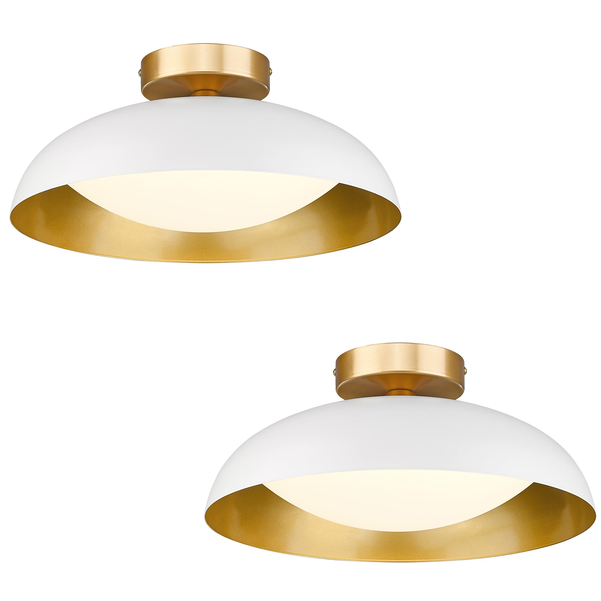 Gold Ceiling Light, 12 Inch LED Semi Flush Mount Ceiling Light Fixture, 12W/700Lm Ceiling Lights for Kitchen, Bathroom, Hallway, 3000K/4000K/6000K Adjustable, KDCL01-GD