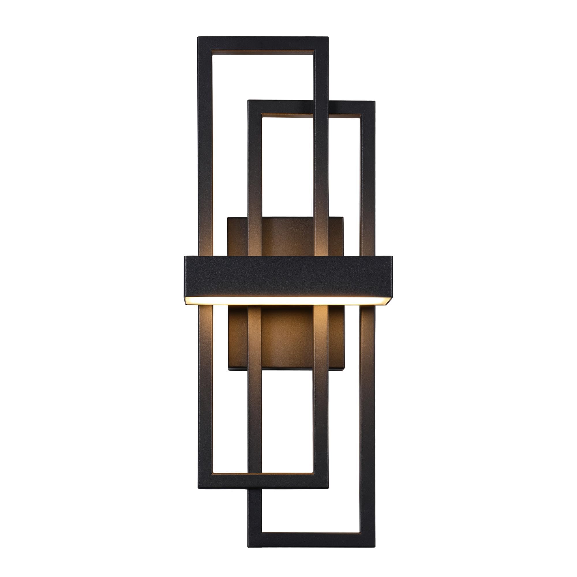 Black LED Wall Sconce, 20" Modern Exterior Light Fixture Outdoor Wall Light, 1000LM Dual Rectangle Wall Sconces Indoor Wall Mount Light Wall Lamps for Bedroom