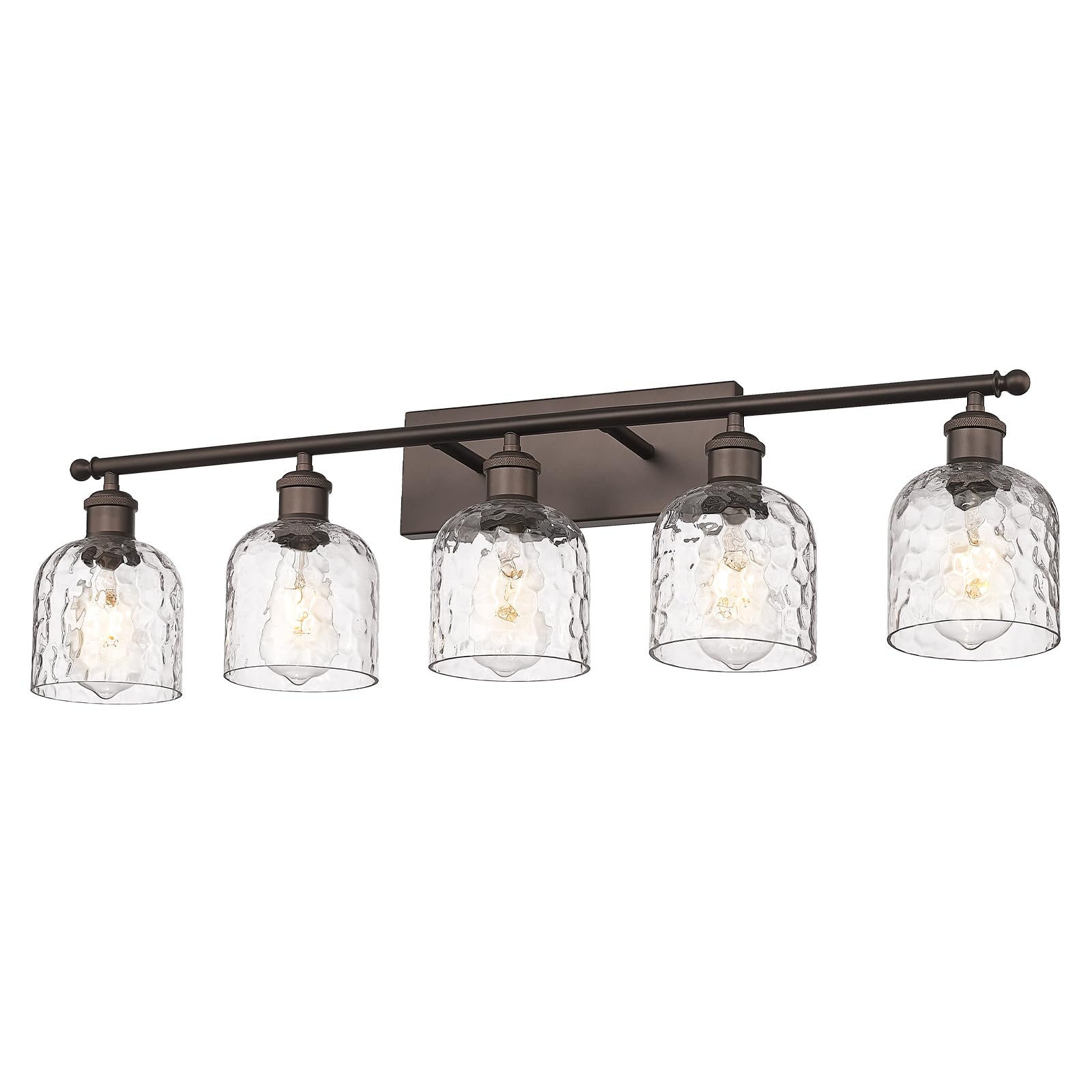 Modern Vanity Lights for Bathroom, Industrial 3-Light Chrome Bathroom Lights with Hammered Glass Shade, ZJF63B-3W CH