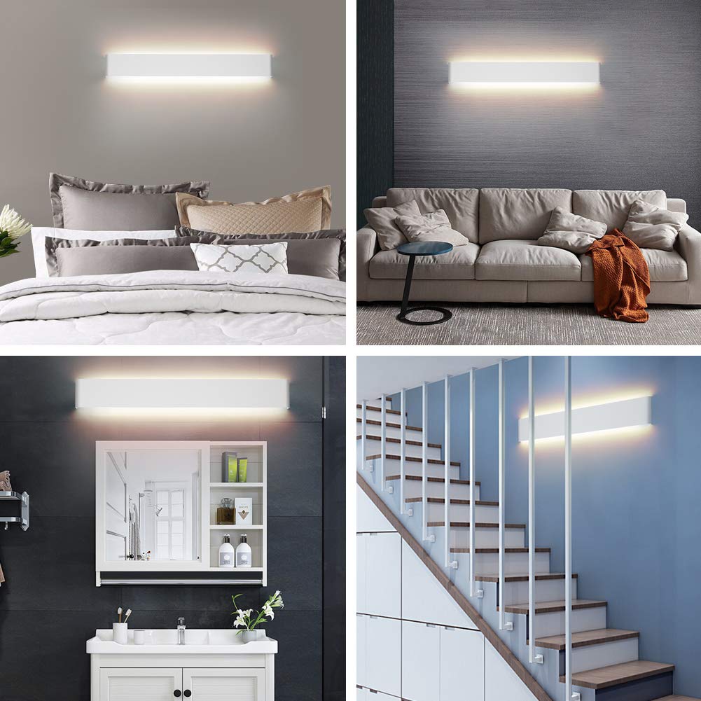 15.7in LED Modern Matte Black Wall Sconce 2-Pack Aluminum Indoor LED Up and Down Modern Bathroom Wall Lighting Fixtures 14W Warm White Light 3000K