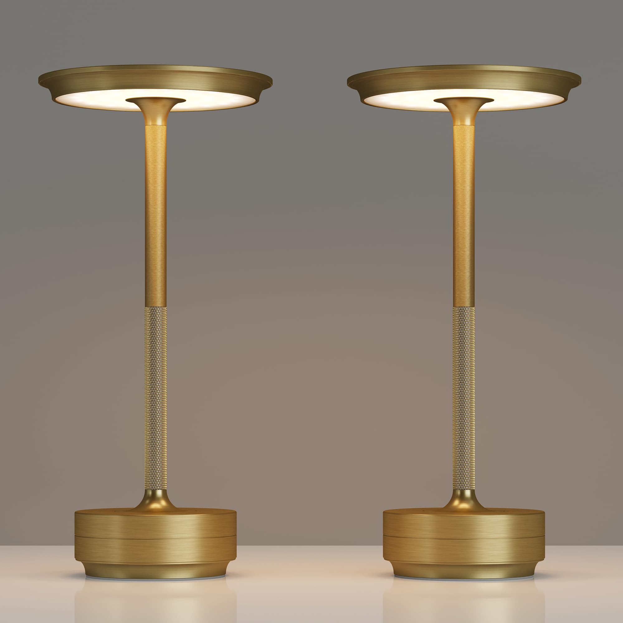 2 Pack Rechargeable Cordless Table Lamps, Portable 5000mAh Battery Table Light,3 Color Stepless Dimming LED Table Light with Memory Function, for Outdoor/Dinner/Patio/Restaurant.(Bronze)