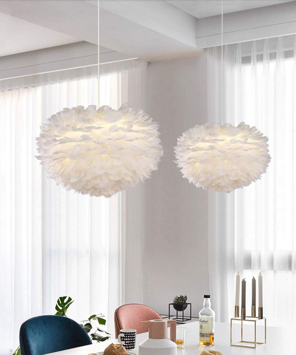 White Feather Chandelier Beautiful Pendant Light for Bedroom,Living Room,Girls Room