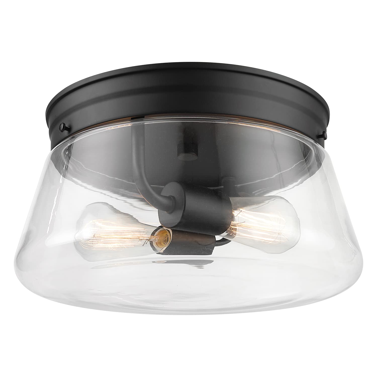 1-Light Outdoor/Indoor Semi-Flush Mount Ceiling Light, Oil Rubbed Bronze, Clear Seeded Glass Shade, Bulb Not Included