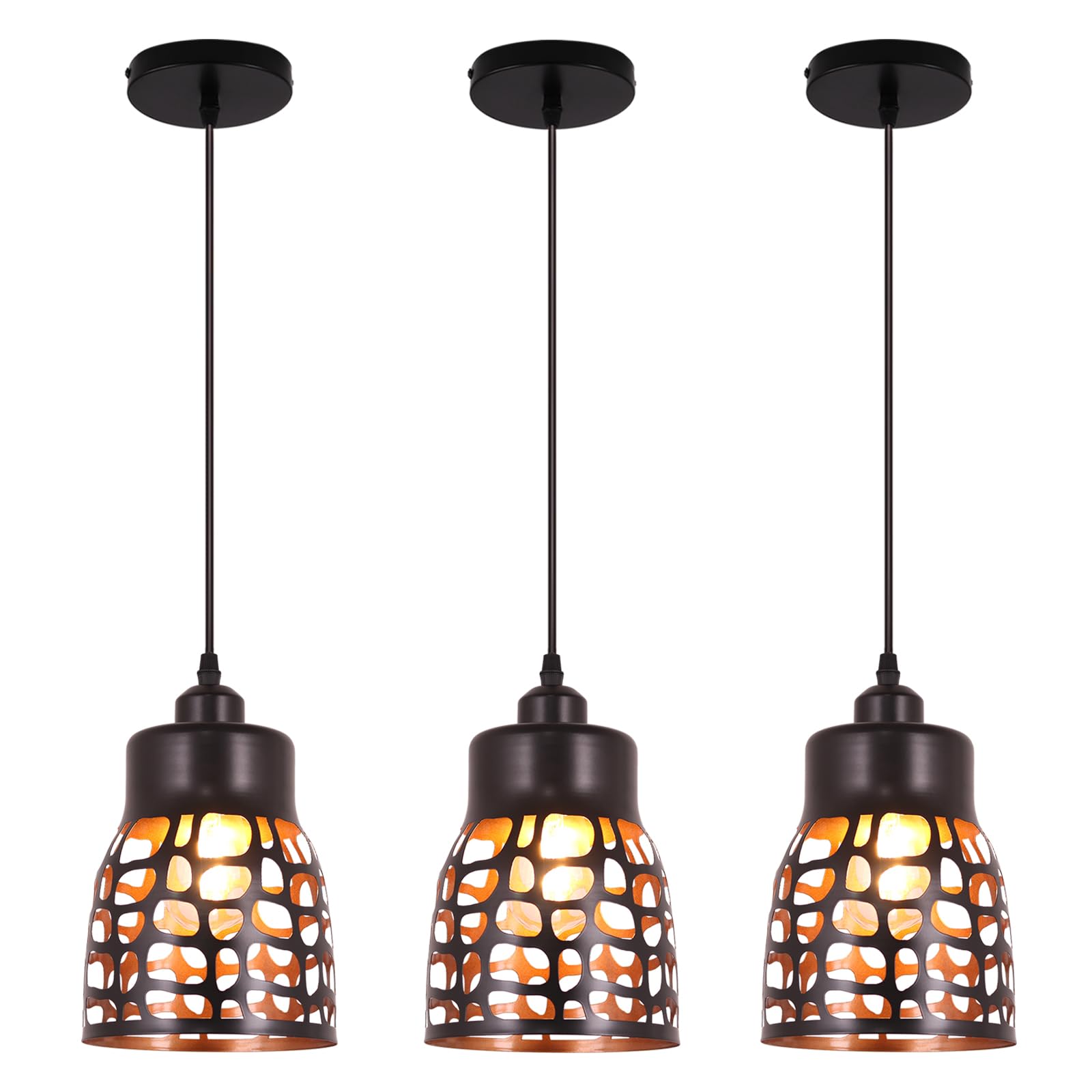 Pendant Light Industrial Vintage Pendant Lamp Retro Farmhouse Ceiling Hanging Light Fixture Black Metal Creative Geometric Diamond Shade Pendant Lighting for Kitchen Island