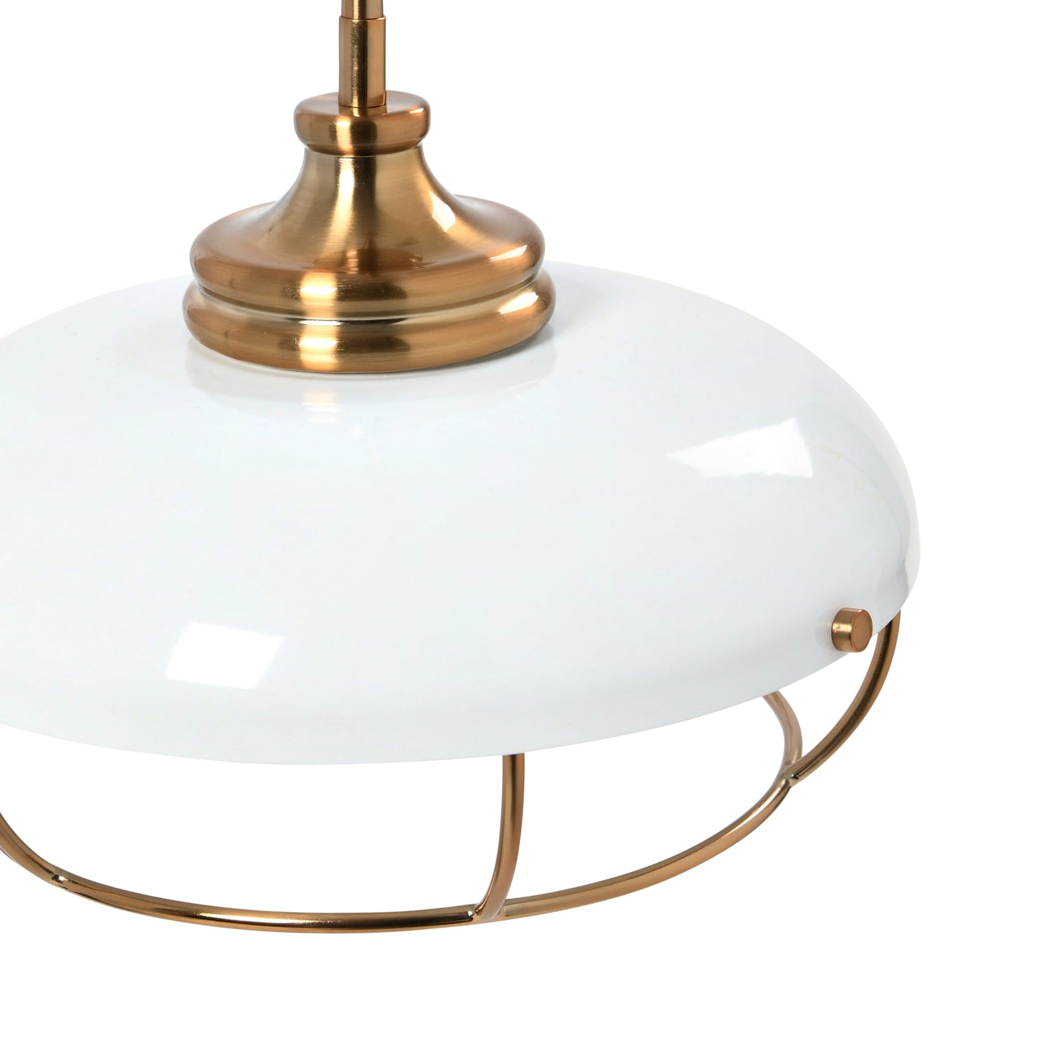 Caged Dome Metal Semi-Flush Mount Ceiling Light, Brushed Brass and Navy Blue