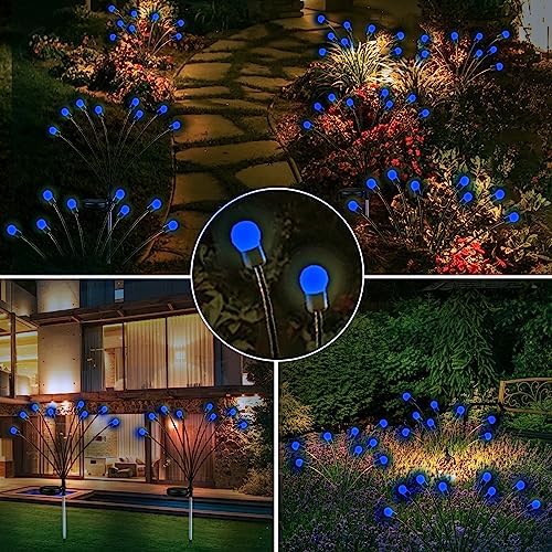 6-Pack Solar Garden Lights, 48 LED Firefly Lights Solar Outdoor (Sway by Wind), Waterproof Swaying Solar Lights for Outside Fairy Garden Decor Yard Patio Pathway Landscape Decorations (Warm White)