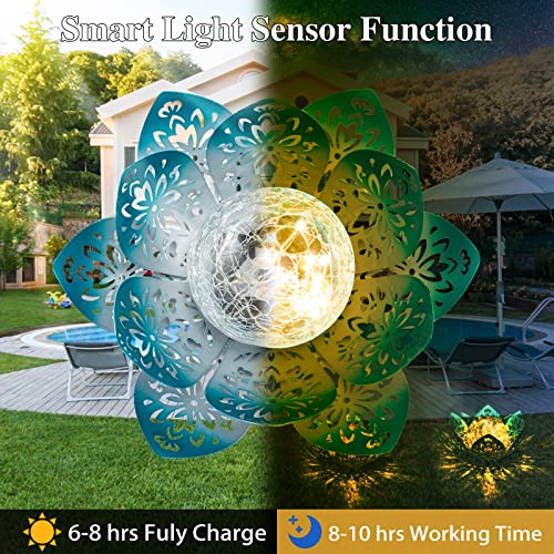 Solar Light Outdoor Waterproof Garden Light Metal Glass Decorative LED Lotus Flower Table Lamp