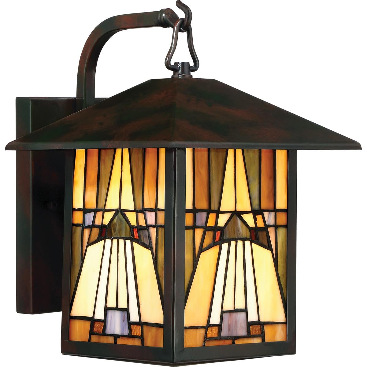 Classic Geometric Handcrafted Mission Outdoor Wall Sconce, 1-Light 100 Watt, 11" H x 7" W, Valiant Bronze