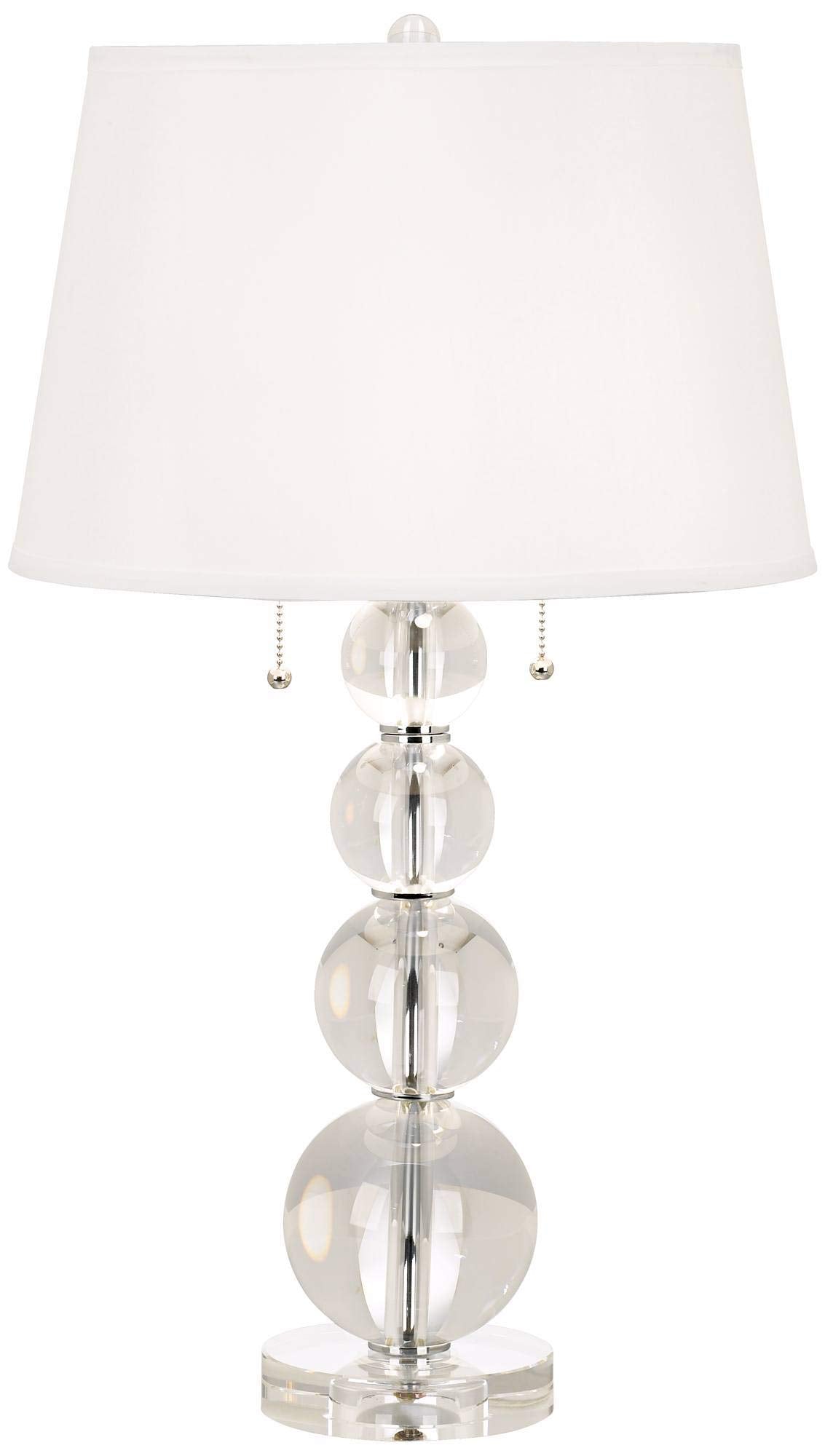 Full Spectrum Modern Glam Table Lamp 26 1/2" High Stacked Clear Crystal Spheres Glass White Tapered Drum Shade Decor for Bedroom Living Room House Home Bedside Nightstand Office Family