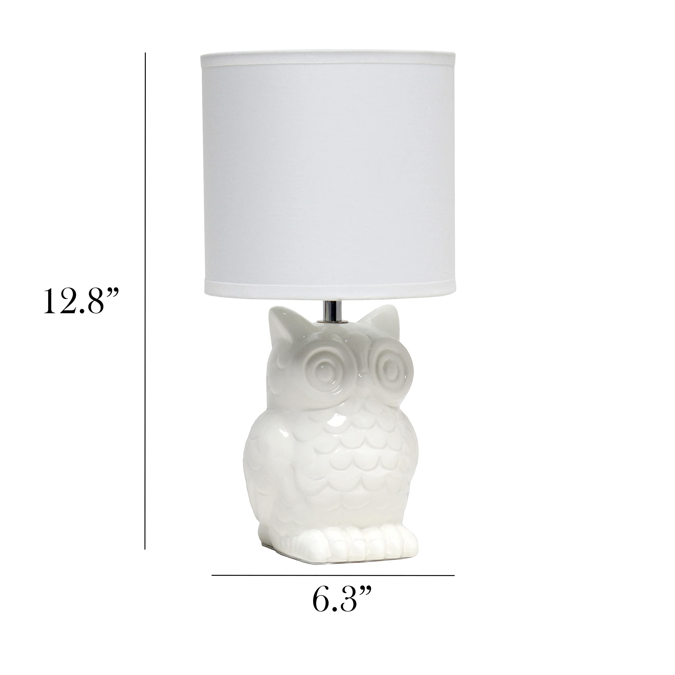 12.8" Tall Contemporary Ceramic Owl Bedside Table Desk Lamp w Matching Fabric Shade for Decor, Bedroom, Nightstand, Living Room, Entryway, Kids' Room, Nursery, Sage Green