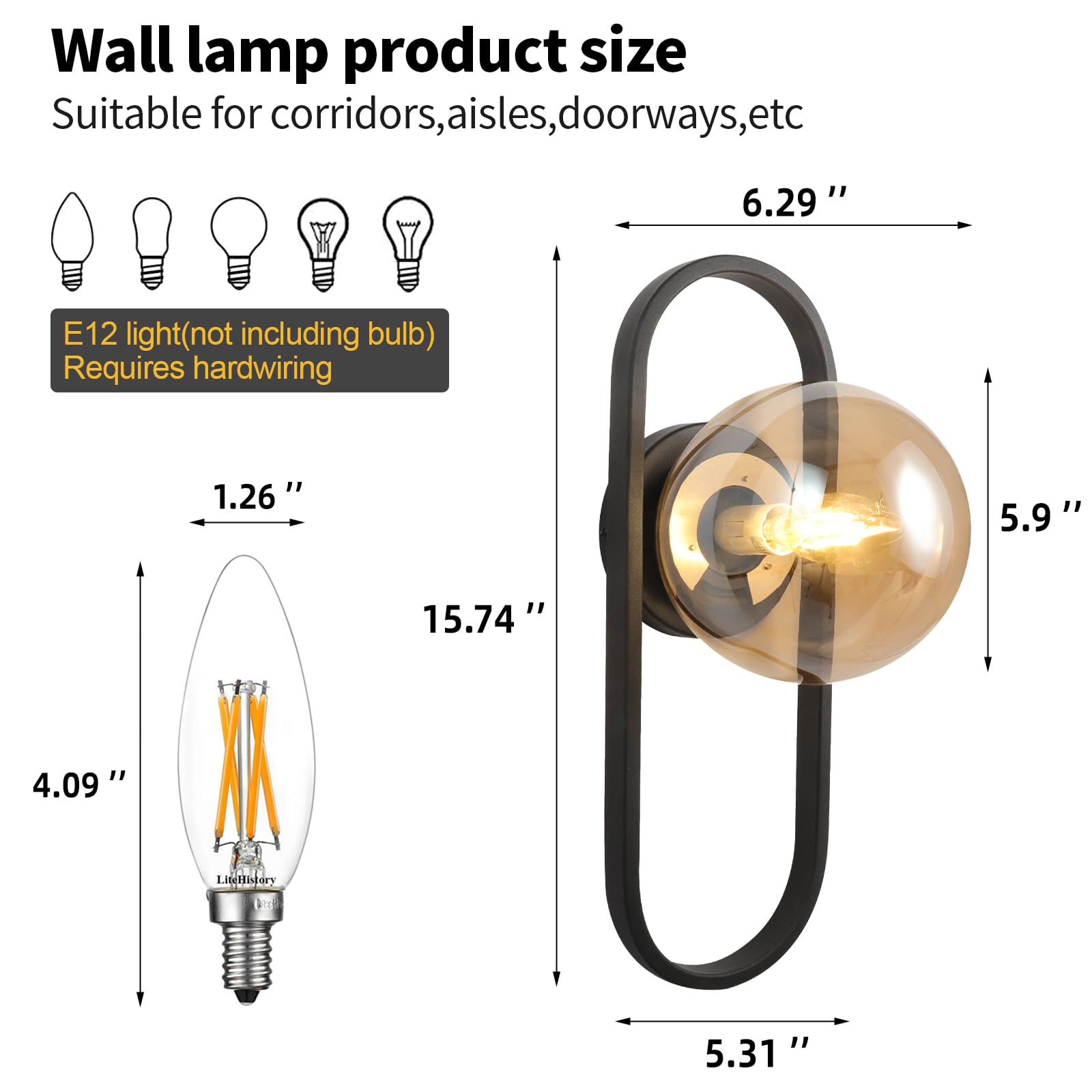 Wall Sconces Set of Two Gold Wall Lamp Sconces Wall Lighting with White Globe Glass Shade Wall Lights Sconces Wall Decor Set of 2 Wall Lights for Living Room Wall Lamps for Bedrooms Set of 2