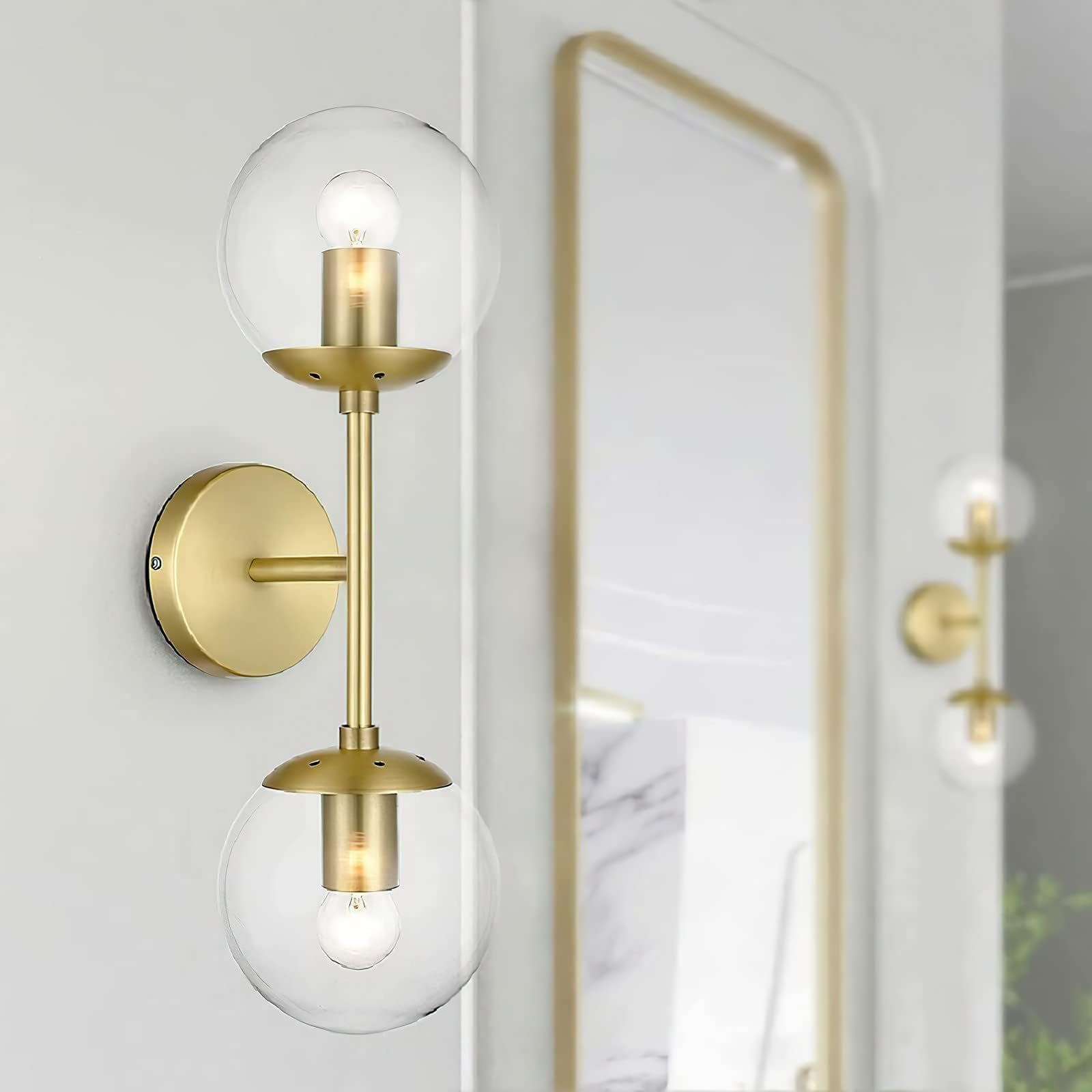 Mid Century Modern Bathroom Vanity Light Matte Black Bathroom Vanity Light Fixtures Globe Sconce 2 Light Bathroom Vanity Light Gold Vanity Light Mid Century Wall Sconce