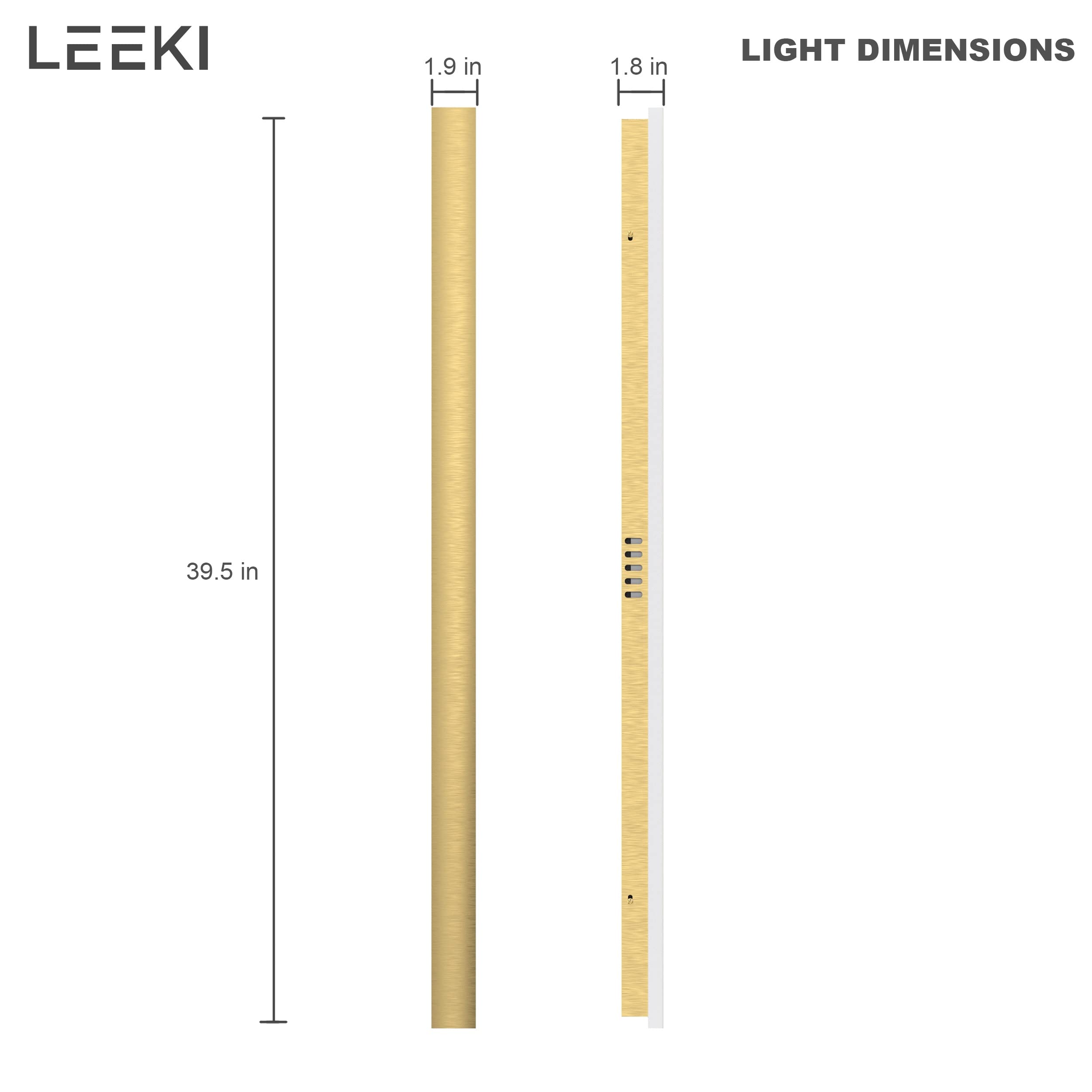 - 24 Inches Modern Outdoor Light Fixture - Rectangular Exterior Light Fixture - 19W 3000K - IP65 Anti Rust - Gold