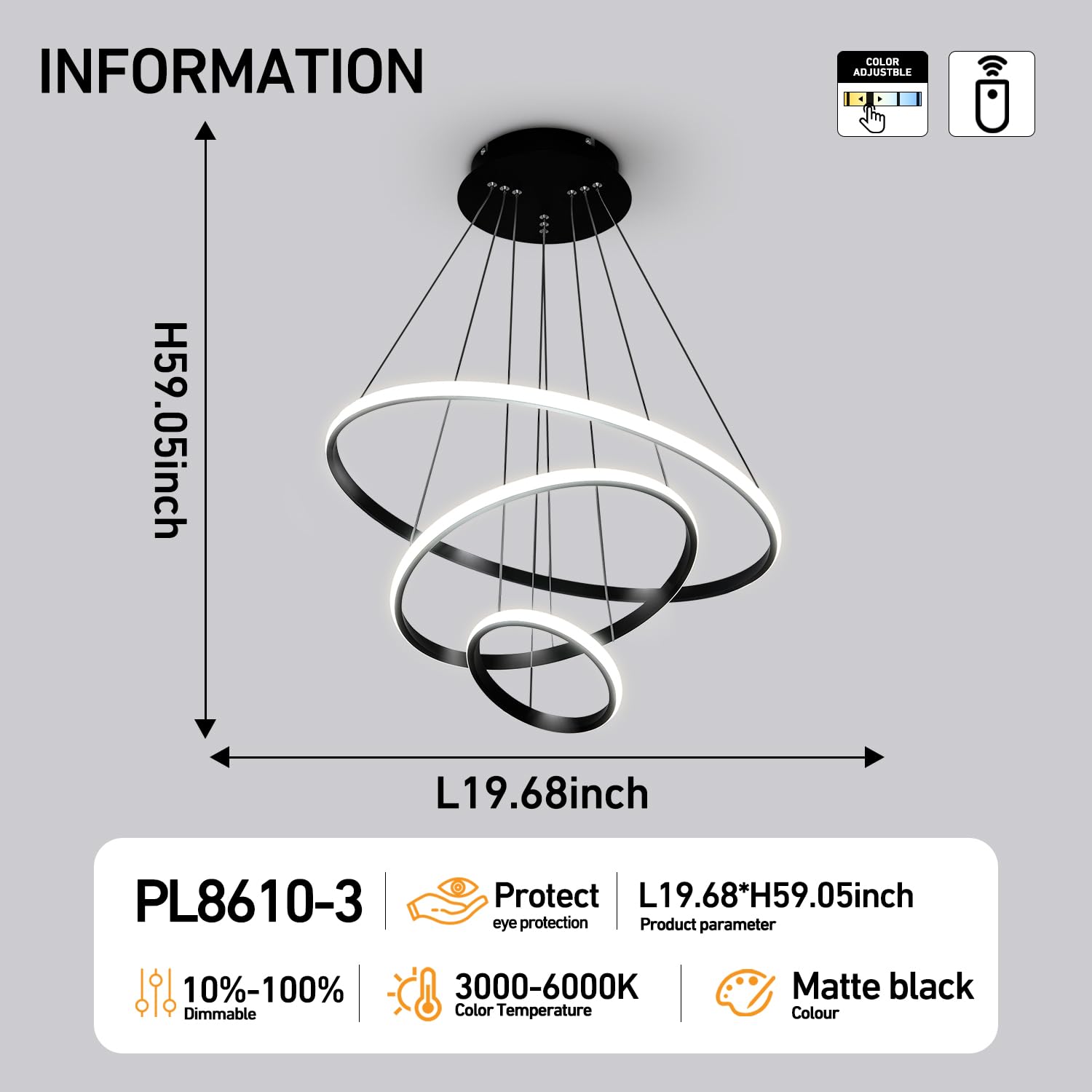 Dimmable Modern LED Chandelier for Kitchen Island Round Pendant Light, Flush Mount Modern Simple Irregular Ring Pendant Light Fixture for Bedroom, Living Room, Dining Room, 4000K(15W)…