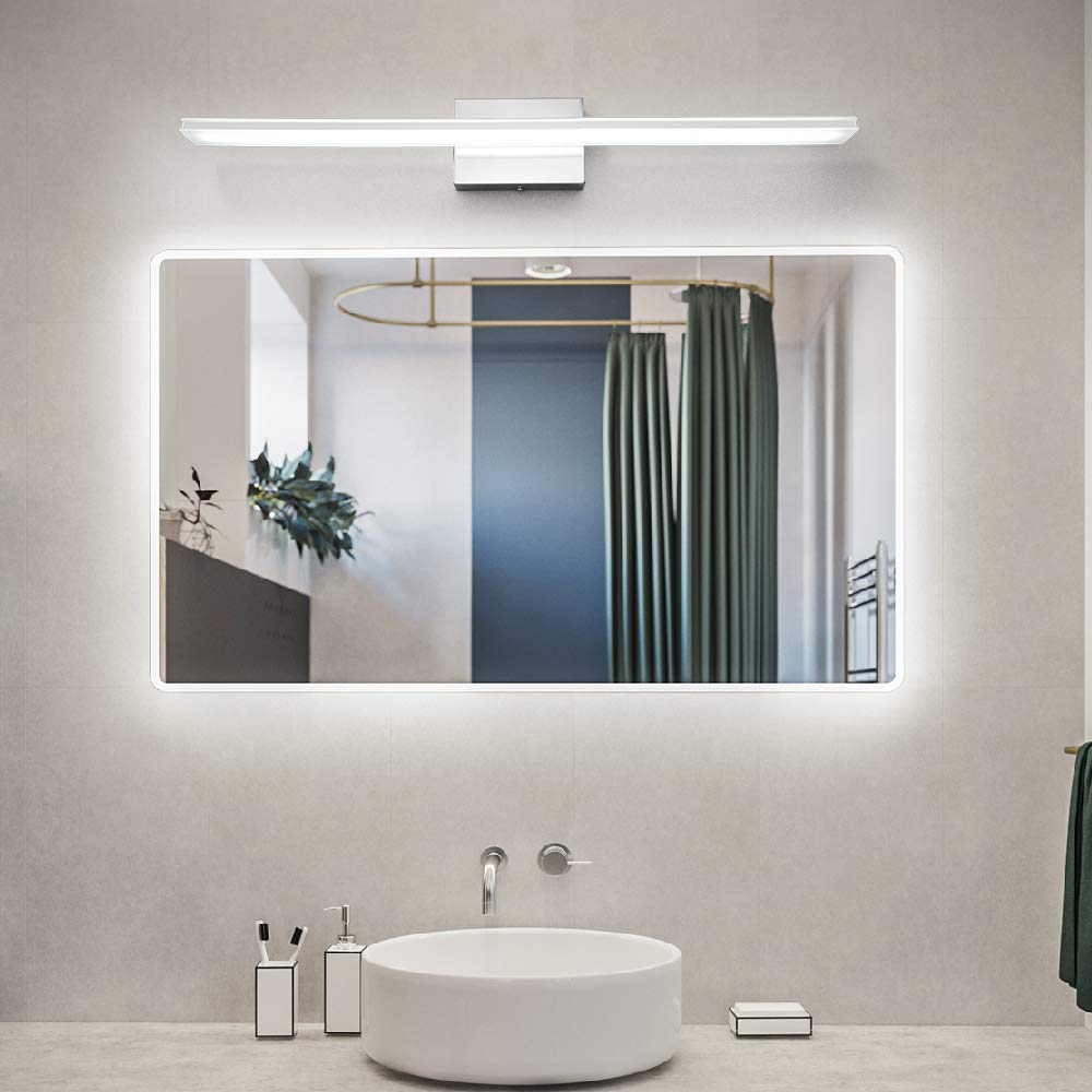 Bathroom Vanity Lights, 16 Inch 9W Bath Lamp Cool White 6000K Vanity Lighting Fixtures Black Modern Bathroom Bedroom Wall Lighting for Mirror