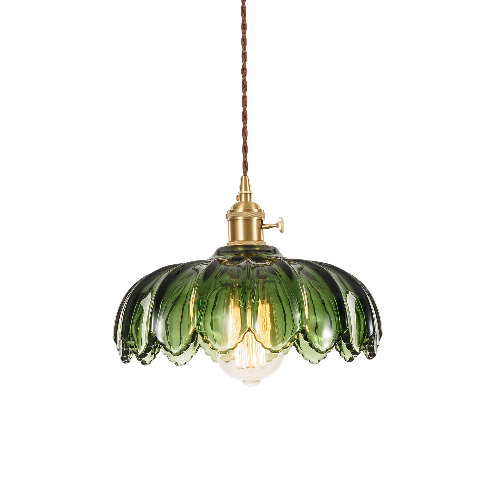 Glass Pendant Light Vintage Light Fixtures, Glass Pendant Lights Kitchen Island, Gold Pendant Light, Modern Chandelier Pendant Shade Green Light Fixture for Bedroom Hotel Dining Room