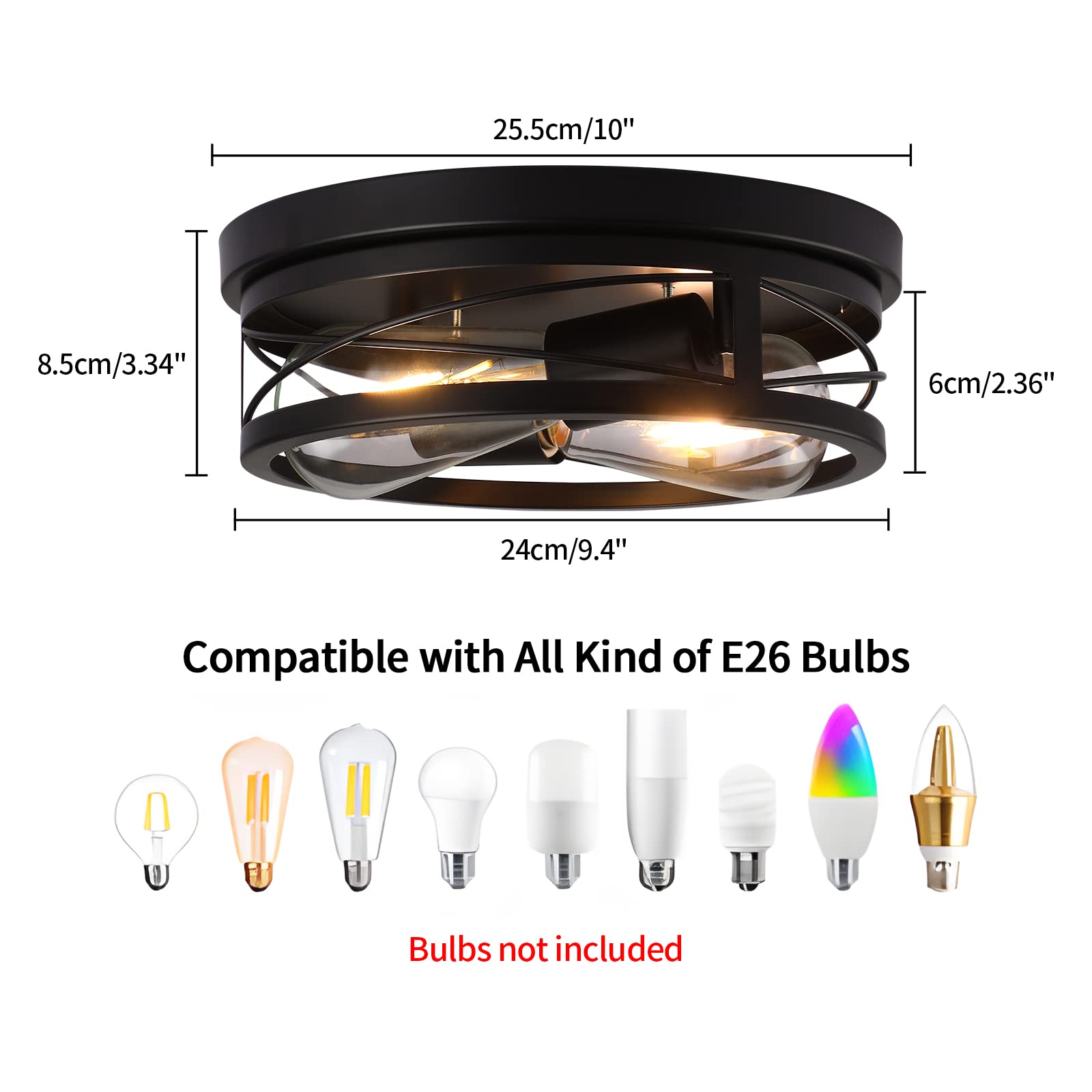 Semi Flush Mount Ceiling Light Brushed Nickel Ceiling Light Fixtures 3-Light Modern Kitchen Light Fixtures Metal Cage Ceiling Lights for Bedroom Dining Room Living Room Hallway Foyer