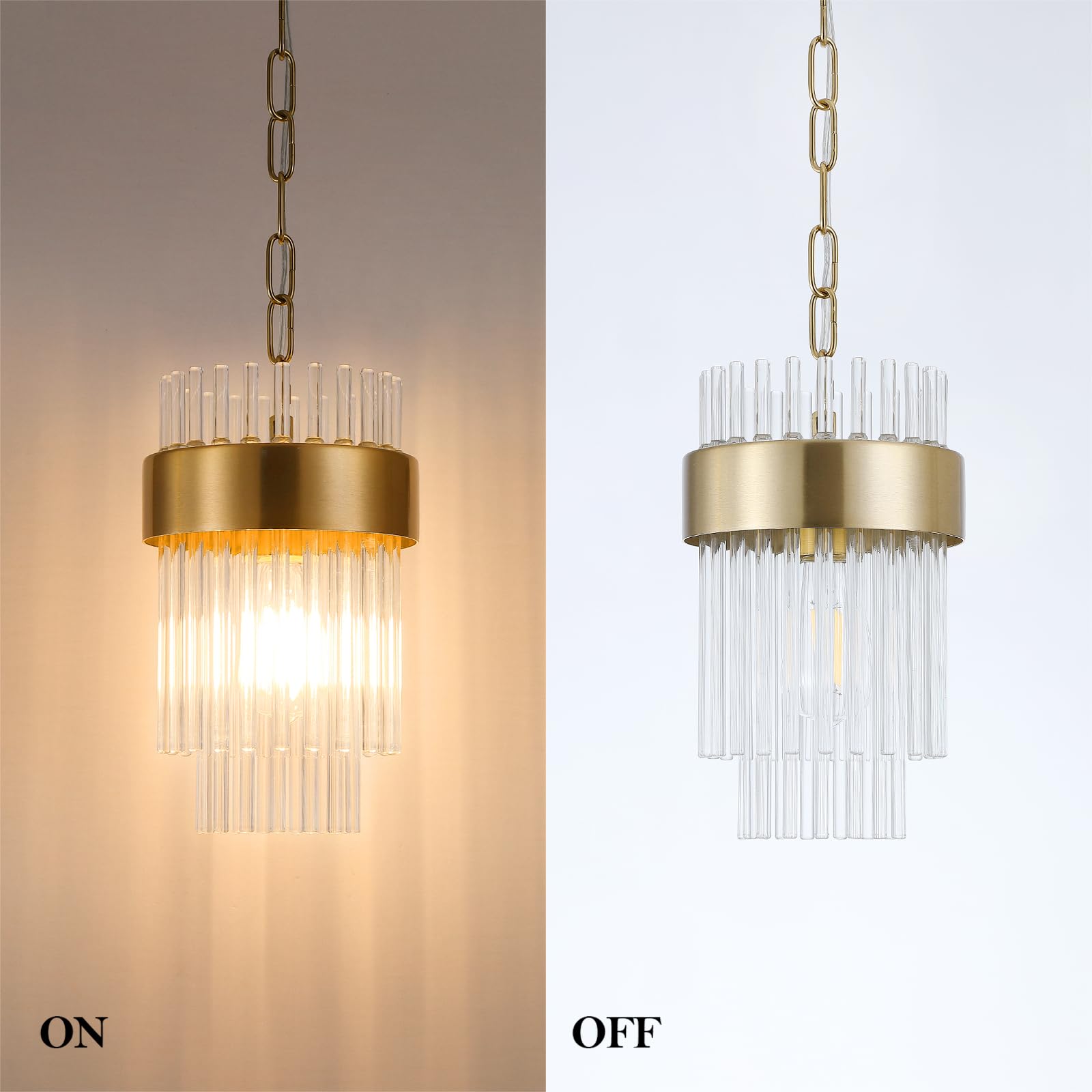 Pendant Lights Kitchen Island Gold 3 Pack,Crystal Pendant Light Fixtures Over Table, Mini Brass Dining Room 1-Light Chandelier,Modern Adjustable Cord Hanging Lamp for Bedroom,Sink