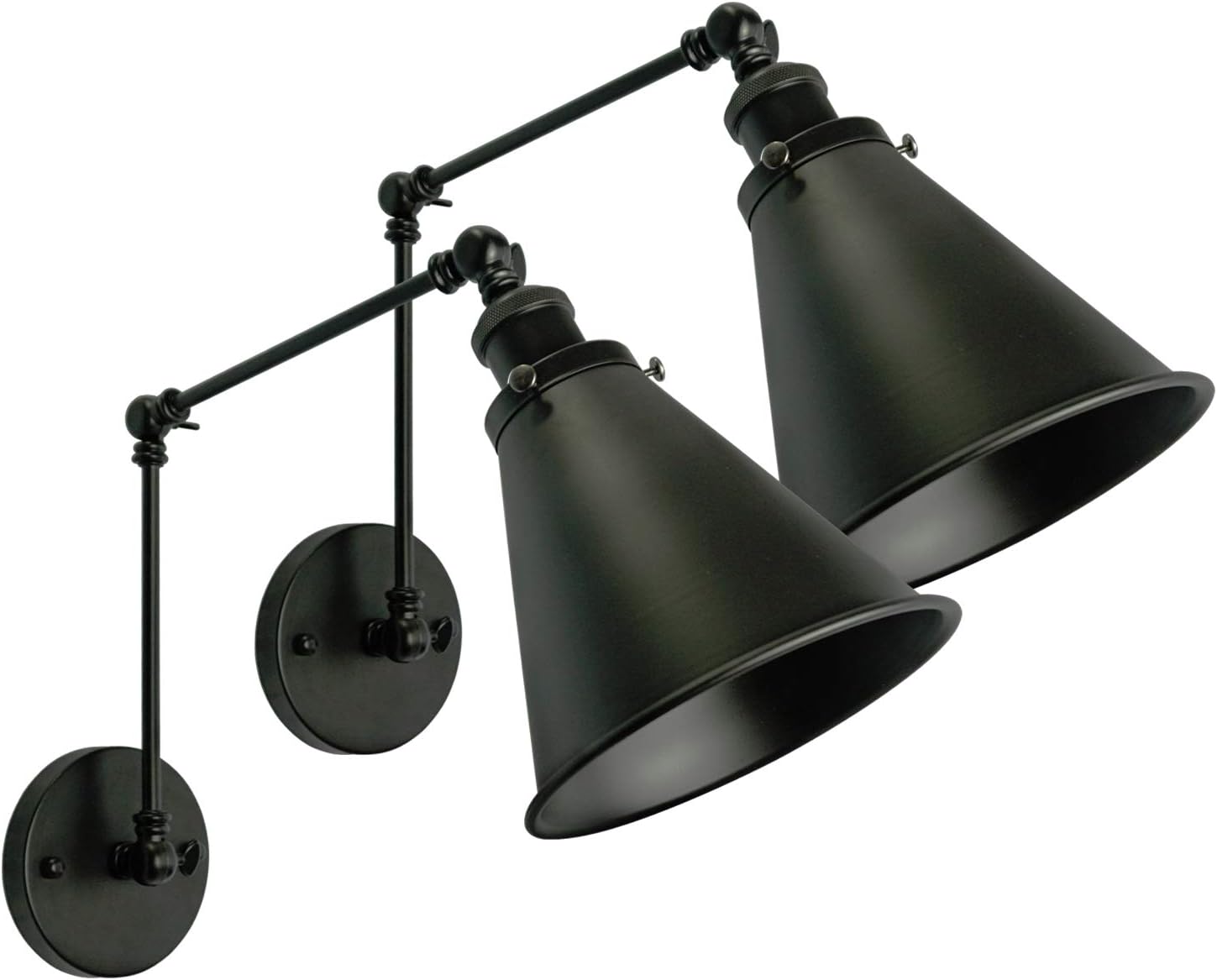 Industrial Black Wall Sconce,Angle Adjustable Decorative Modern Farmhouse Wall Mount Light for Living Room Wall Lamp Set of 2