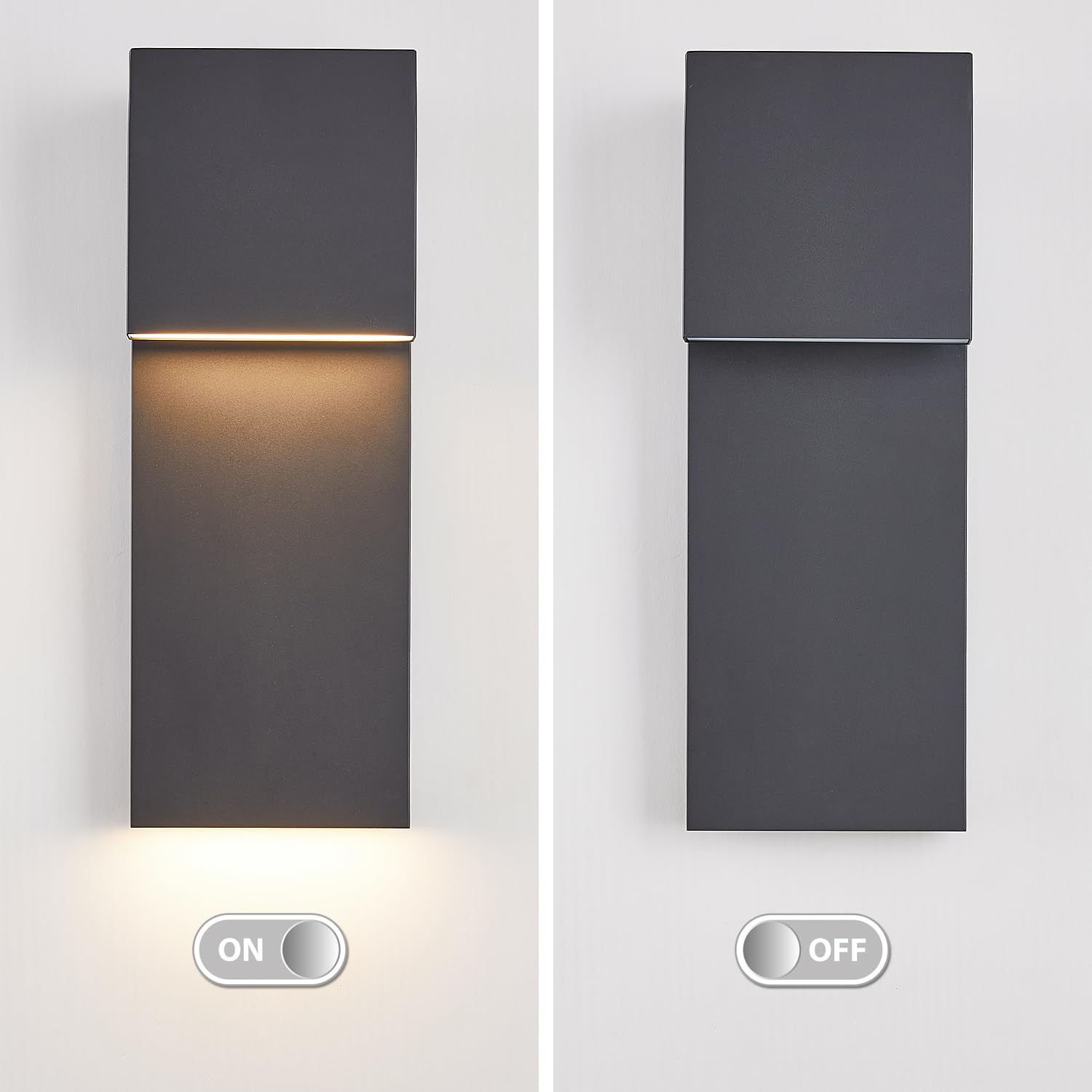 Modern LED Outdoor Wall Sconce 2-Light 17W Integrated LED Outdoor Wall Mount,Anti Rust Textured Black Suit for Wet Locations and Easily Installed in Any Direction.Bulb Included.