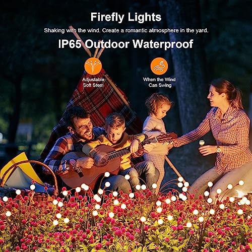 Solar Garden Lights, 4 Pack 32 LED Solar Outdoor Lights, Outdoor Decorations Lights, Solar Swaying Lights, Firefly Lights for Patio Pathway Outdoor Decor, Big Bulb Solar Swaying Lights